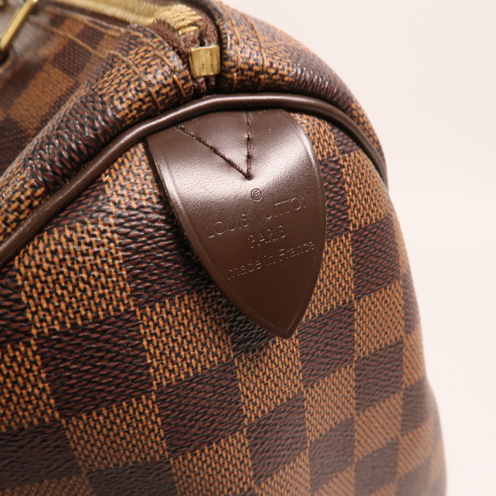 LOUIS VUITTON Damier Speedy 30金扣手挽袋