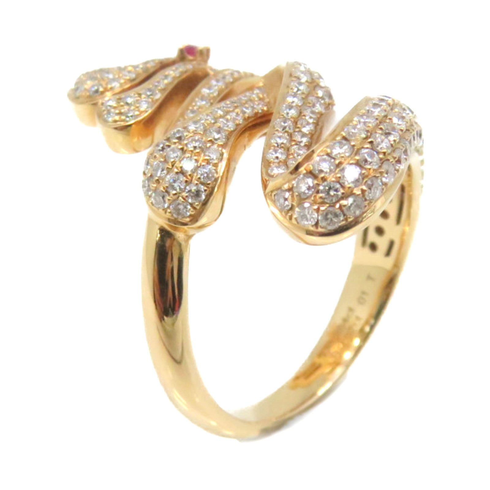 JEWELRY 【激減優惠】18K玫瑰金/0.884ct鑽石/0.02ct紅寶石Diamond Ring戒指US#5.75