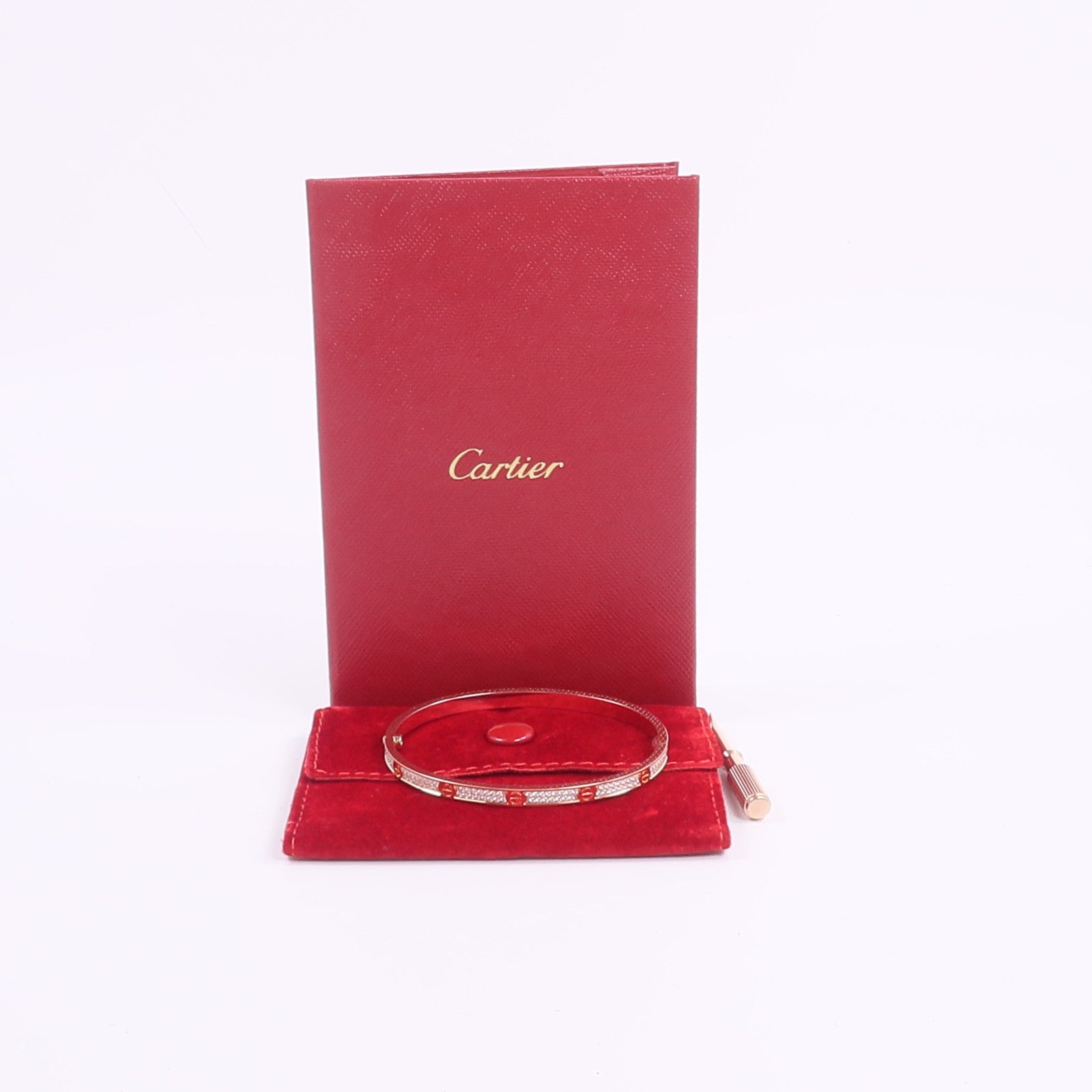 CARTIER 18K玫瑰金Love Bracelet Small Model Paved鑽石手鐲