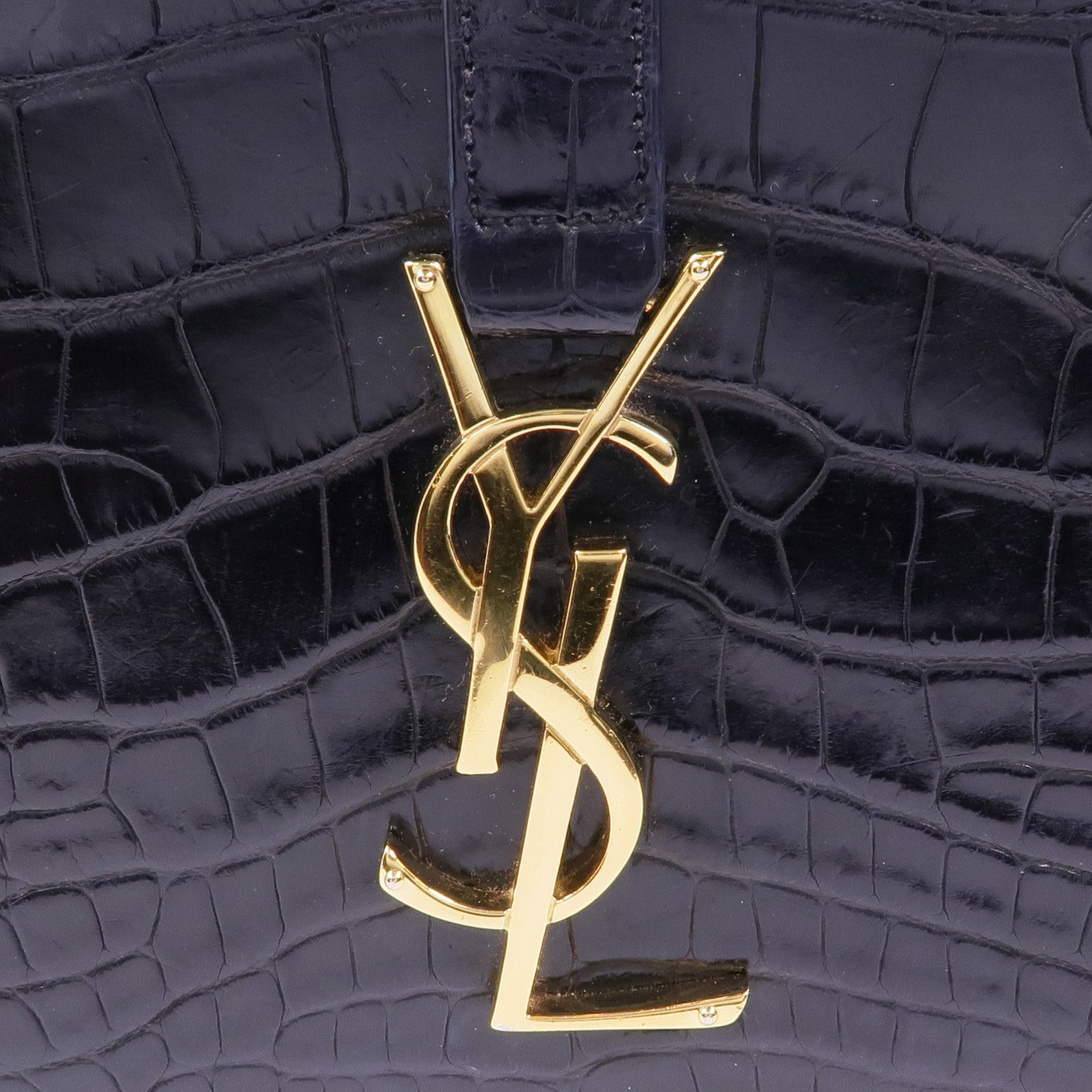 SAINT LAURENT 鱷魚皮革Classic Universite金扣肩背袋