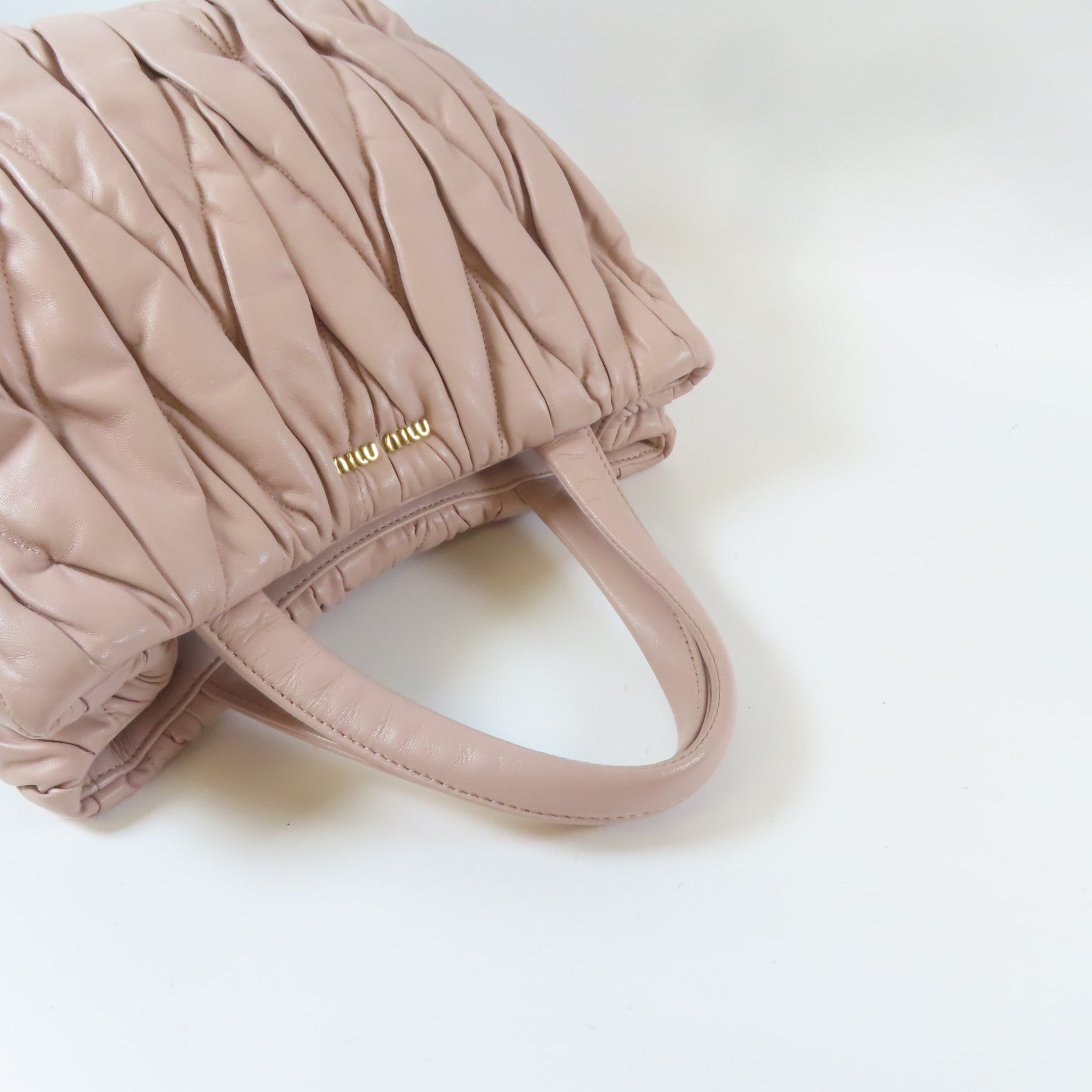 Miu Miu 皮革2 Way Shoulder金扣手挽肩背兩用袋粉紅色