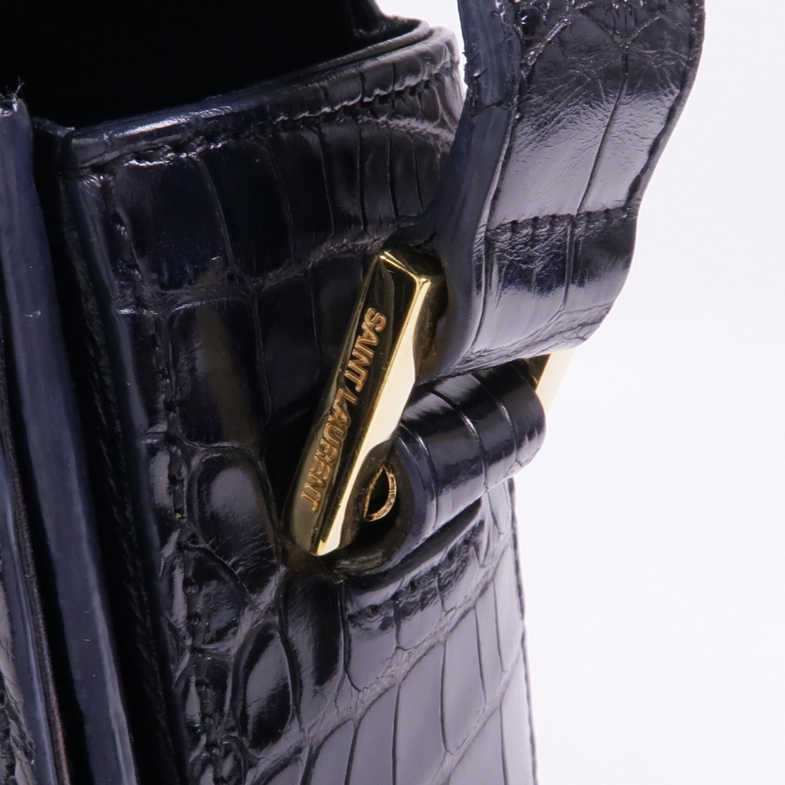 SAINT LAURENT 鱷魚皮革Classic Universite金扣肩背袋