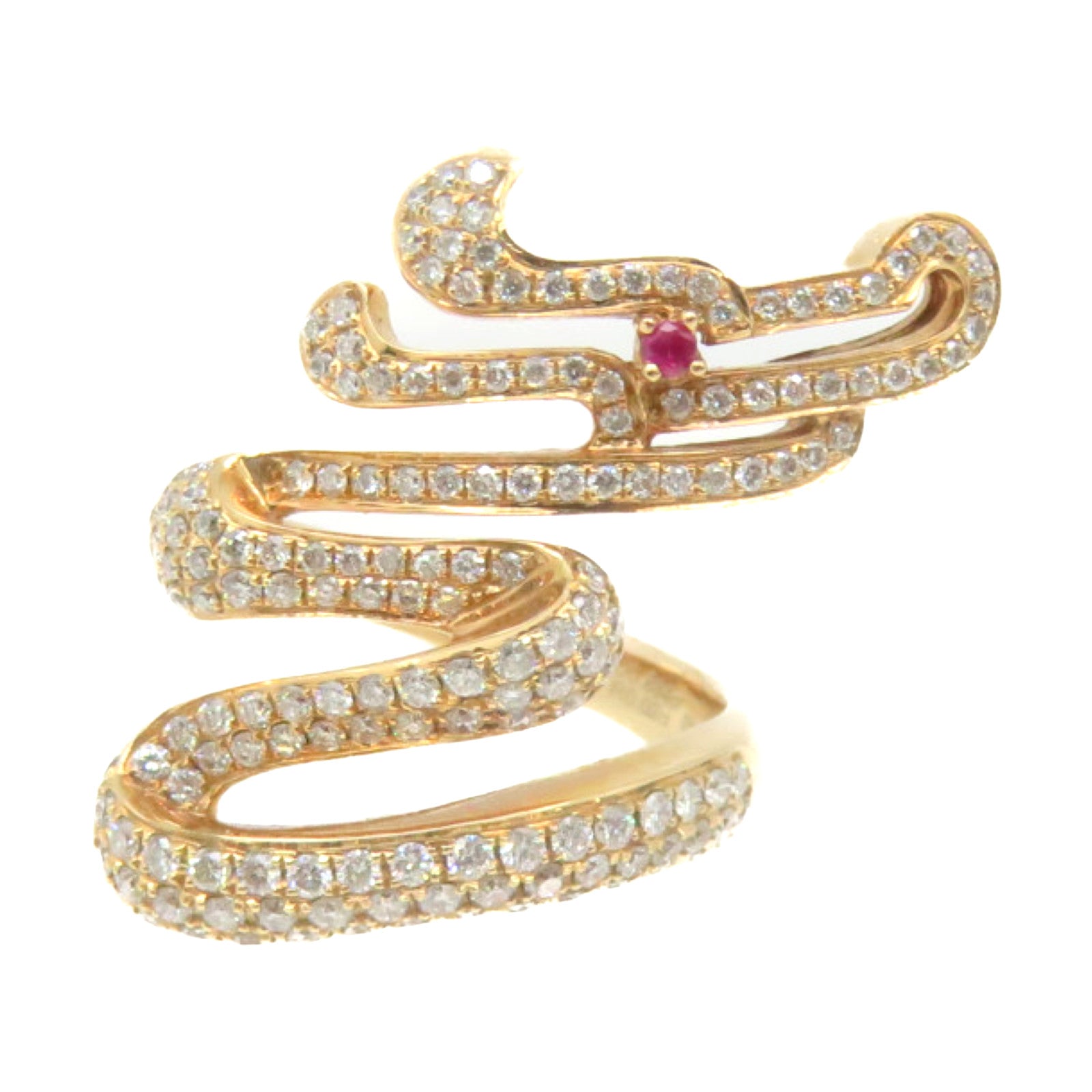 JEWELRY 【激減優惠】18K玫瑰金/0.884ct鑽石/0.02ct紅寶石Diamond Ring戒指US#5.75