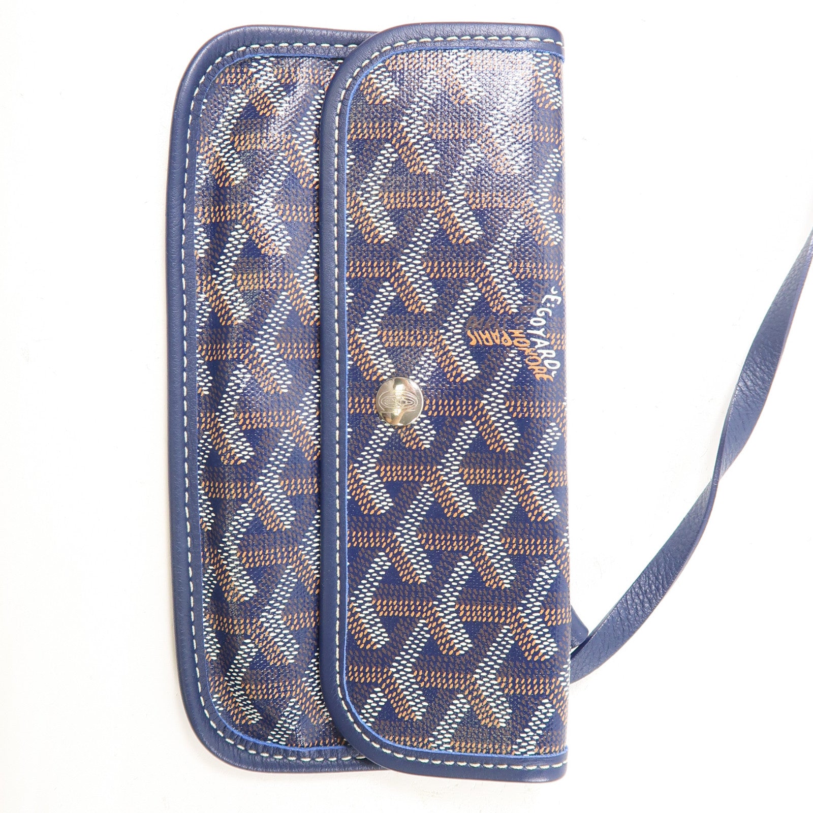 GOYARD 塗層帆布Anjou銀扣手挽袋/肩背袋深藍色