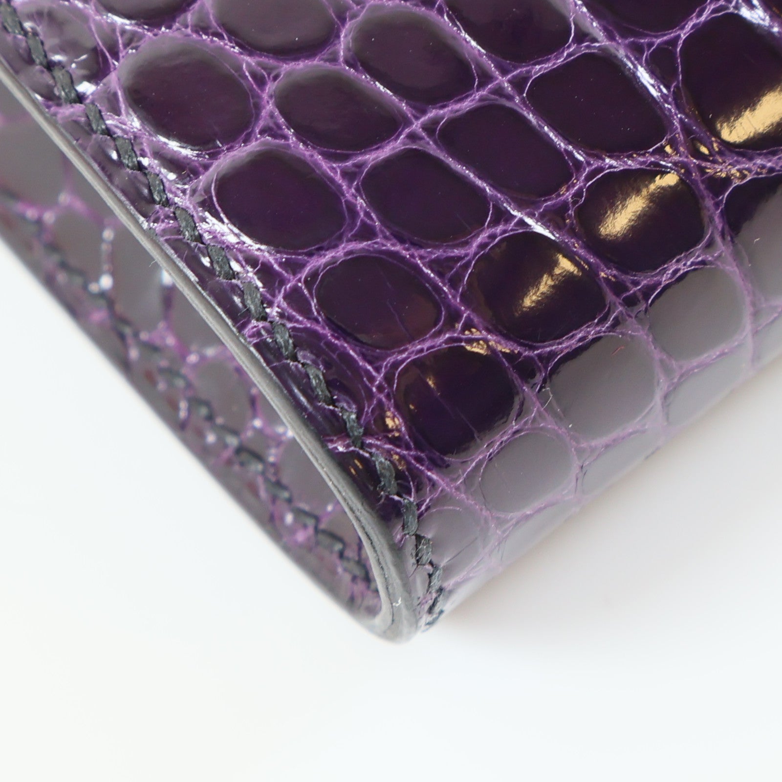 HERMES 【激減優惠】鱷魚皮革Constance Long Wallet金扣長錢包紫色