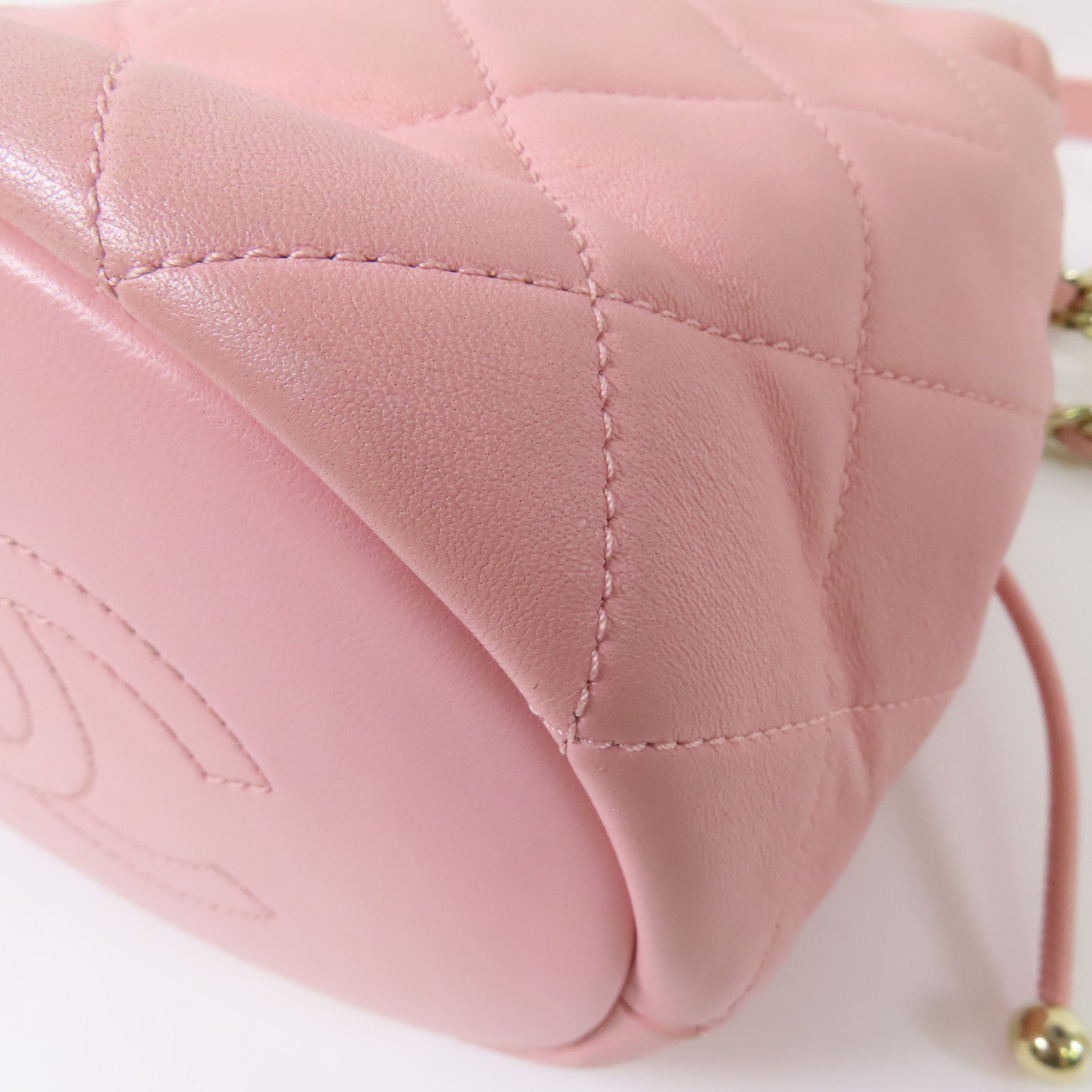 CHANEL 牛皮皮革Chain Drawstring Bucket金扣手挽肩背兩用袋