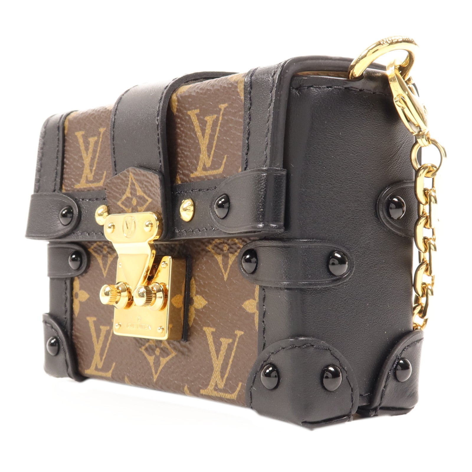 LOUIS VUITTON Monogram Mini Essential Trunk金扣鏈帶肩背袋