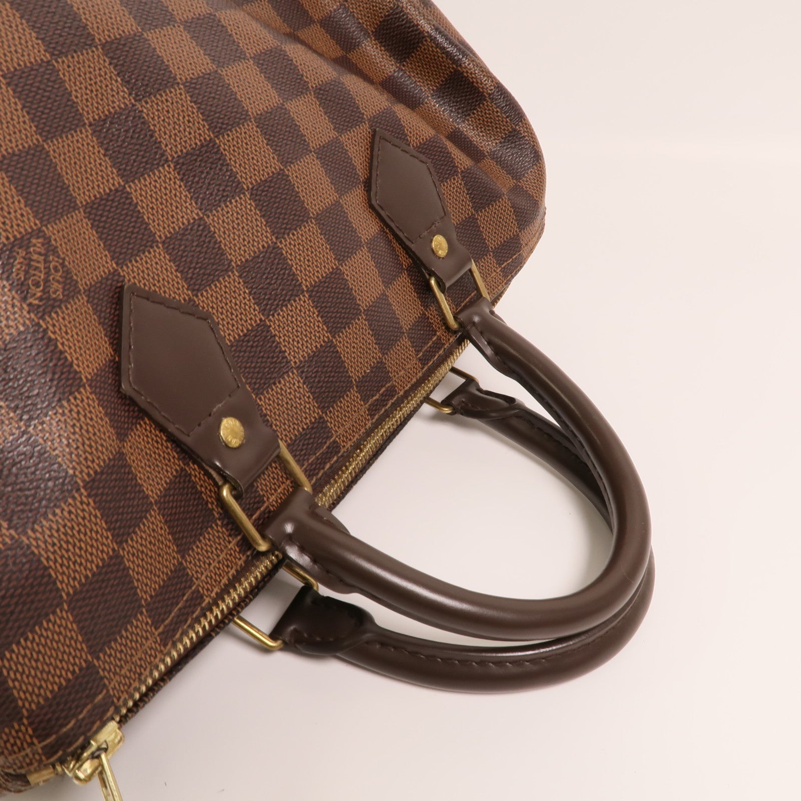 LOUIS VUITTON Damier Speedy 30金扣手挽袋