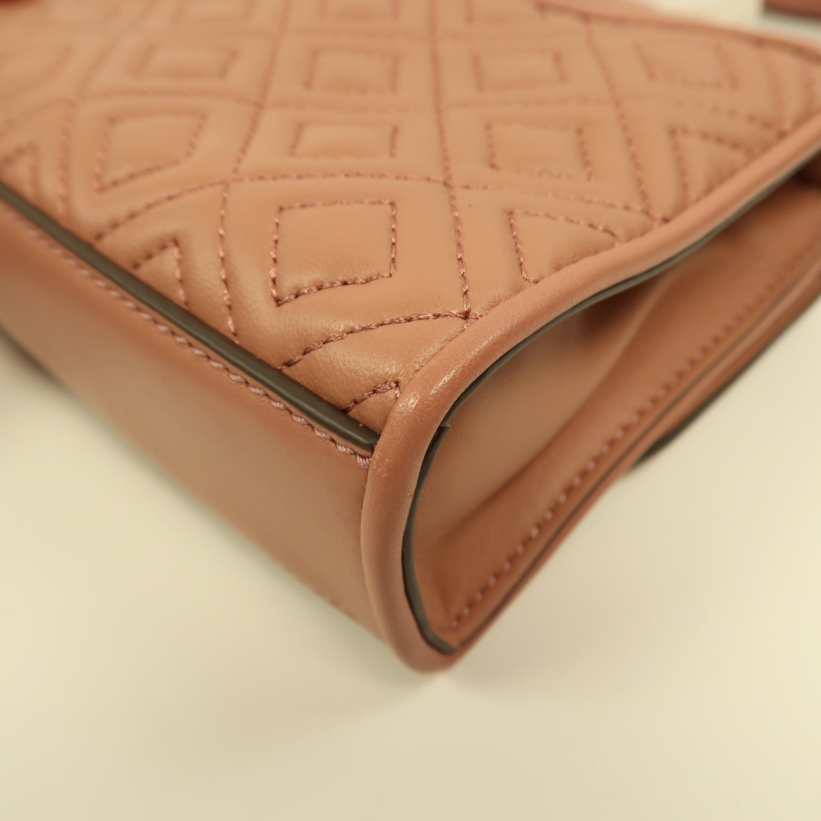 Tory Burch 牛皮皮革Chain Shoulder金扣鏈帶肩背袋粉紅色