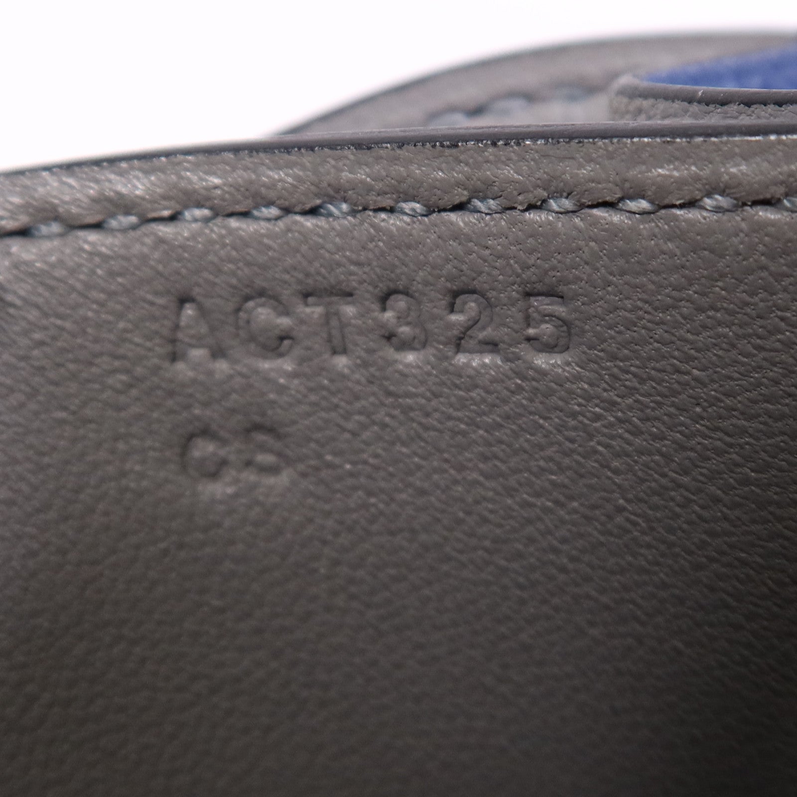 HERMES Epsom皮革Constance Mini銀扣肩背袋Bleu Agate/Gris Mouette