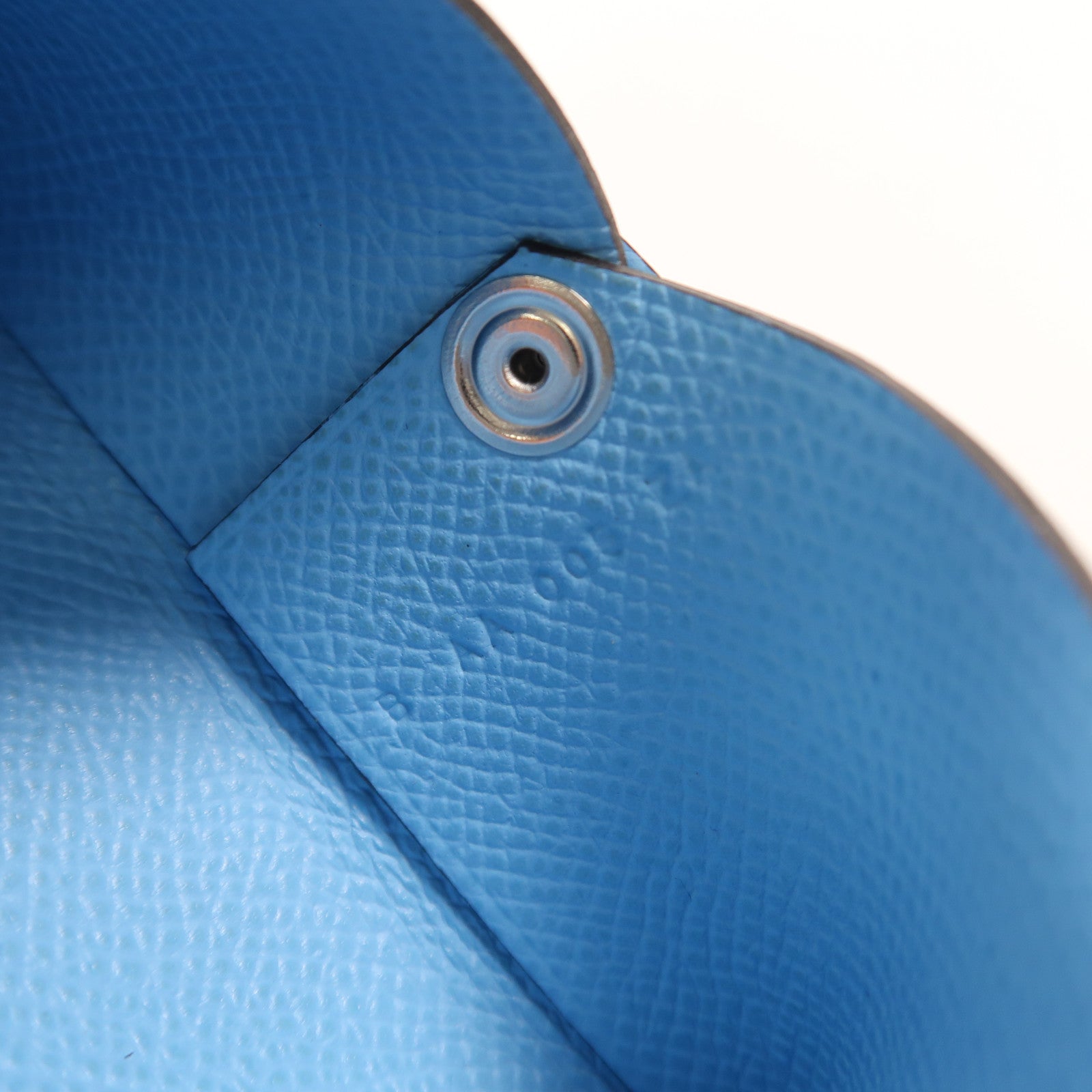 HERMES Epsom皮革Calvi銀扣卡片套Bleu Azteque