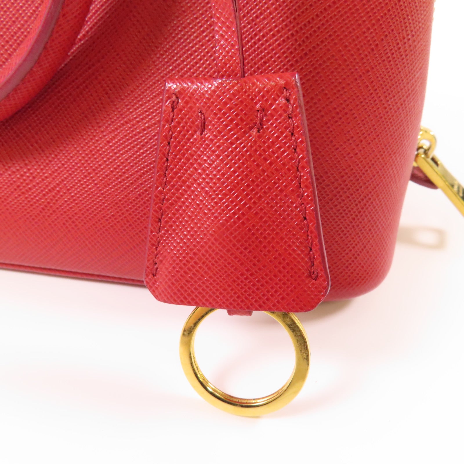 PRADA 牛皮皮革2 Way Shoulder金扣手挽肩背兩用袋紅色