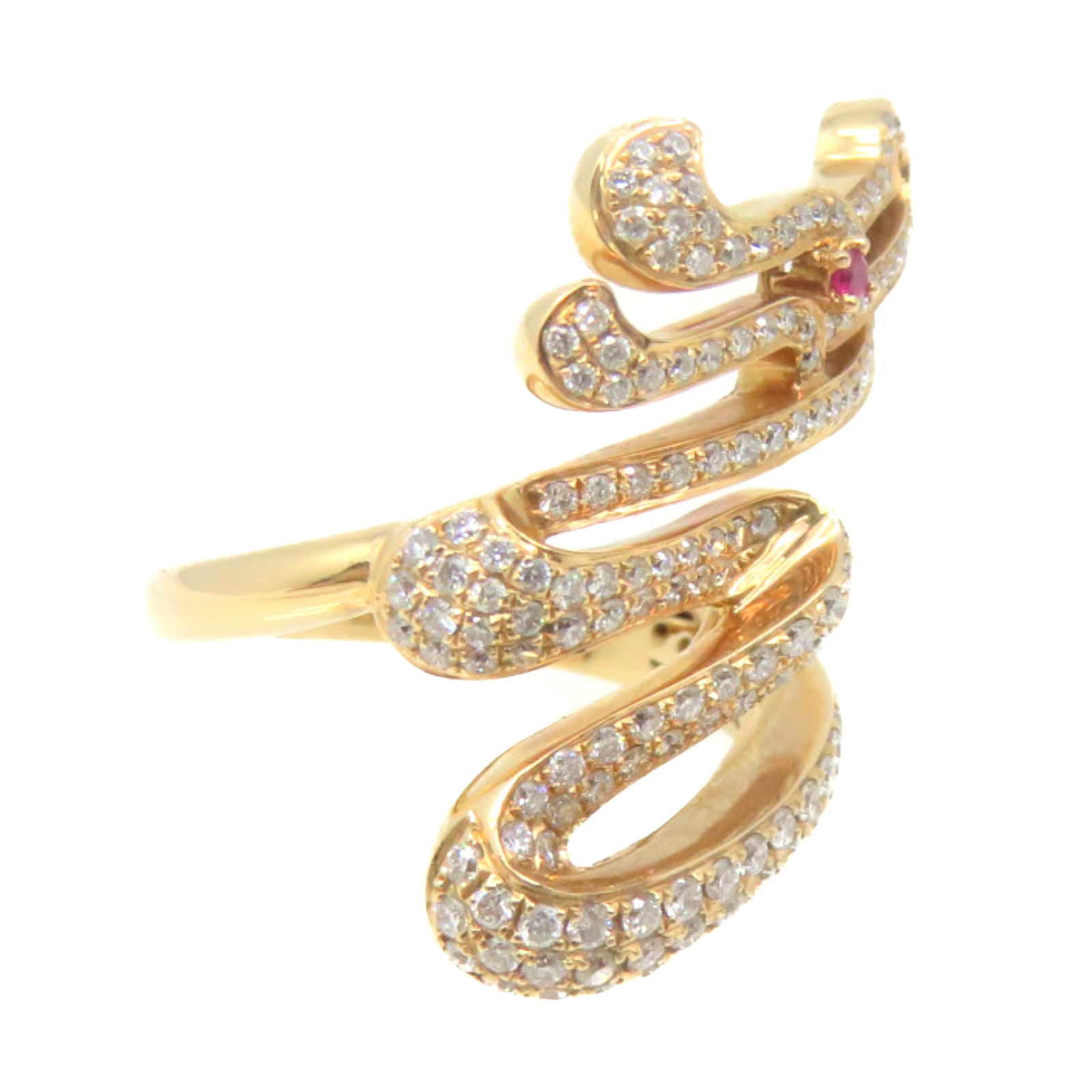 JEWELRY 【激減優惠】18K玫瑰金/0.884ct鑽石/0.02ct紅寶石Diamond Ring戒指US#5.75