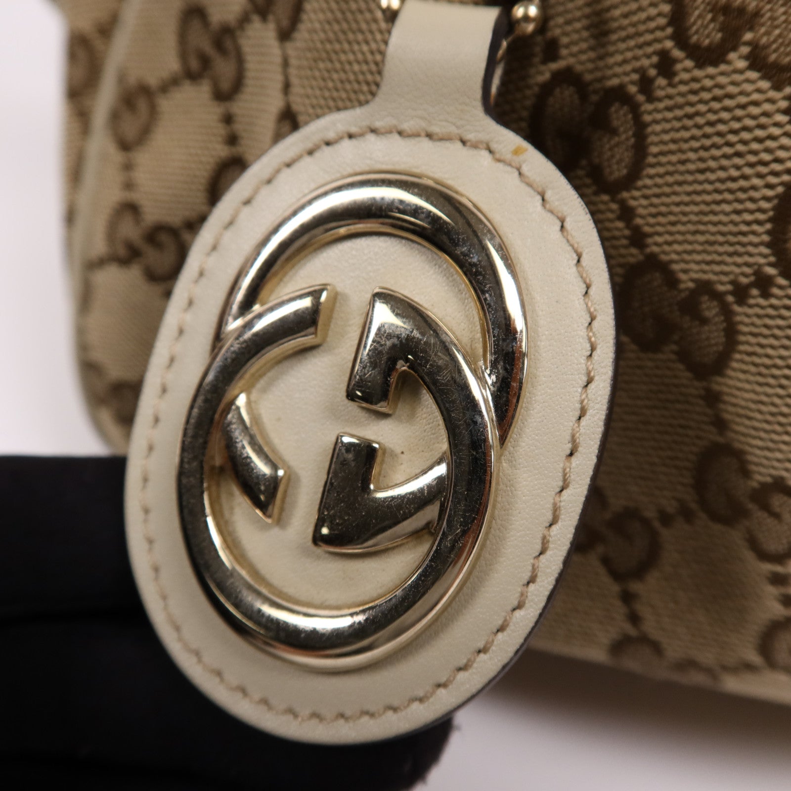 GUCCI 帆布Shoulder Bag金扣肩背袋