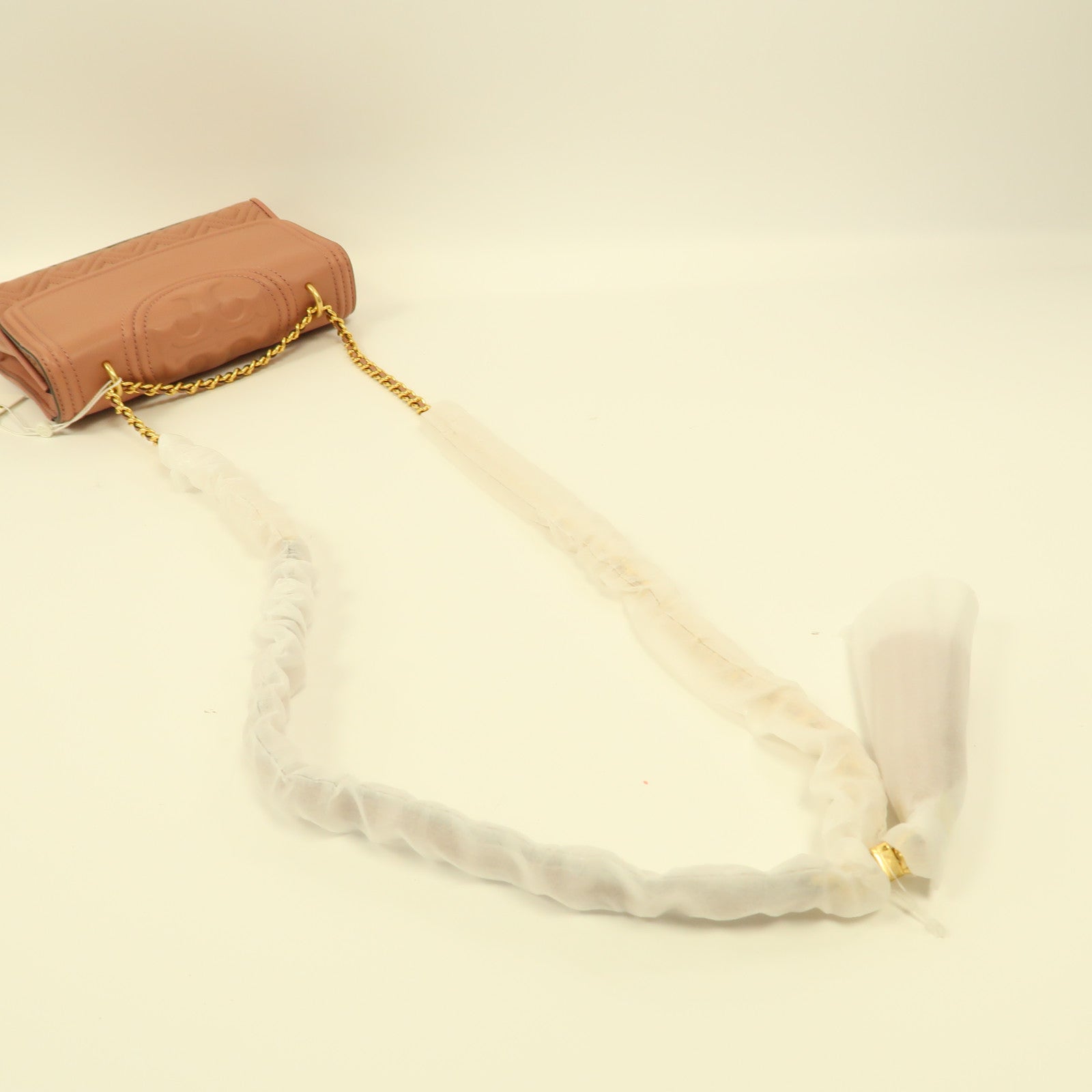 Tory Burch 牛皮皮革Chain Shoulder金扣鏈帶肩背袋粉紅色