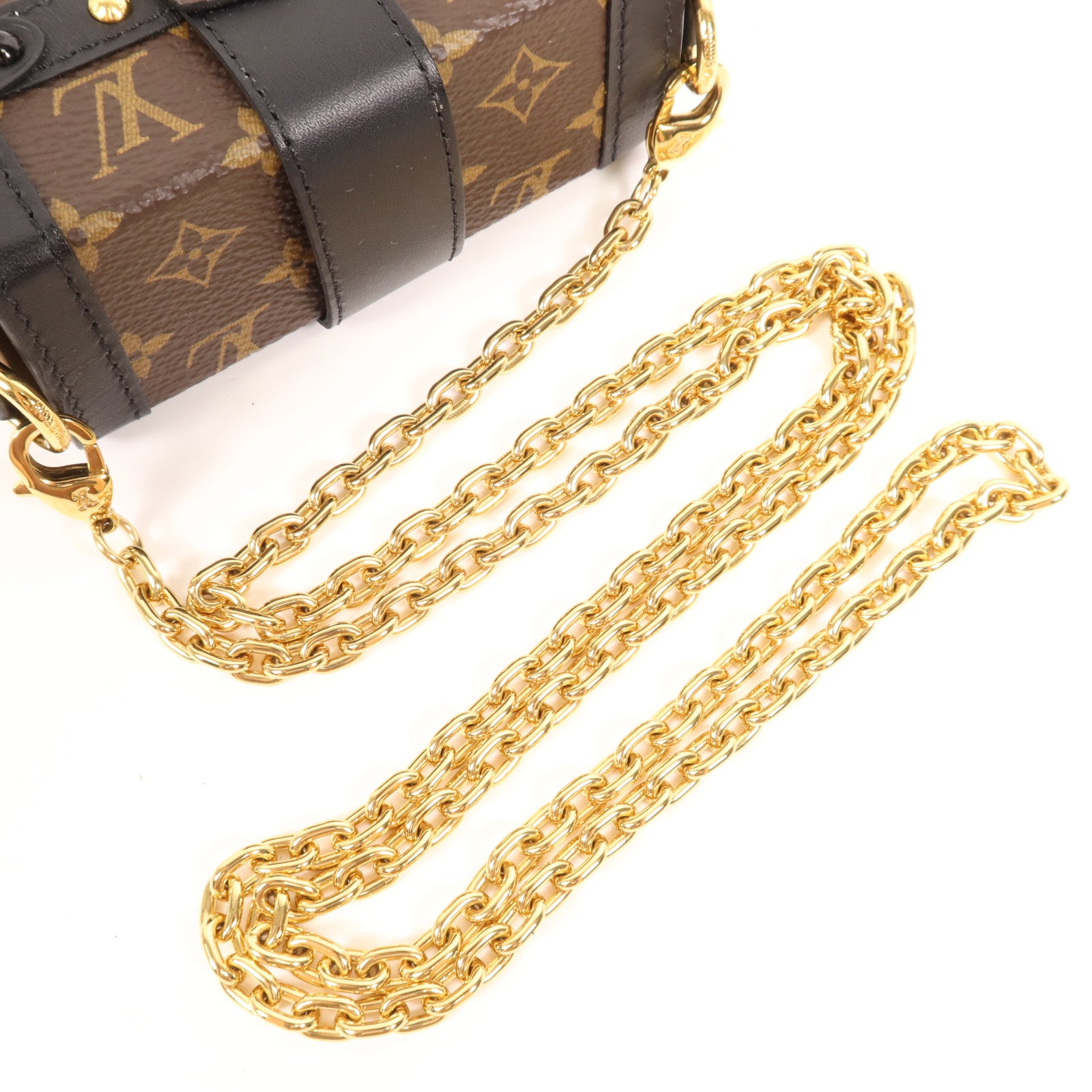 LOUIS VUITTON Monogram Mini Essential Trunk金扣鏈帶肩背袋