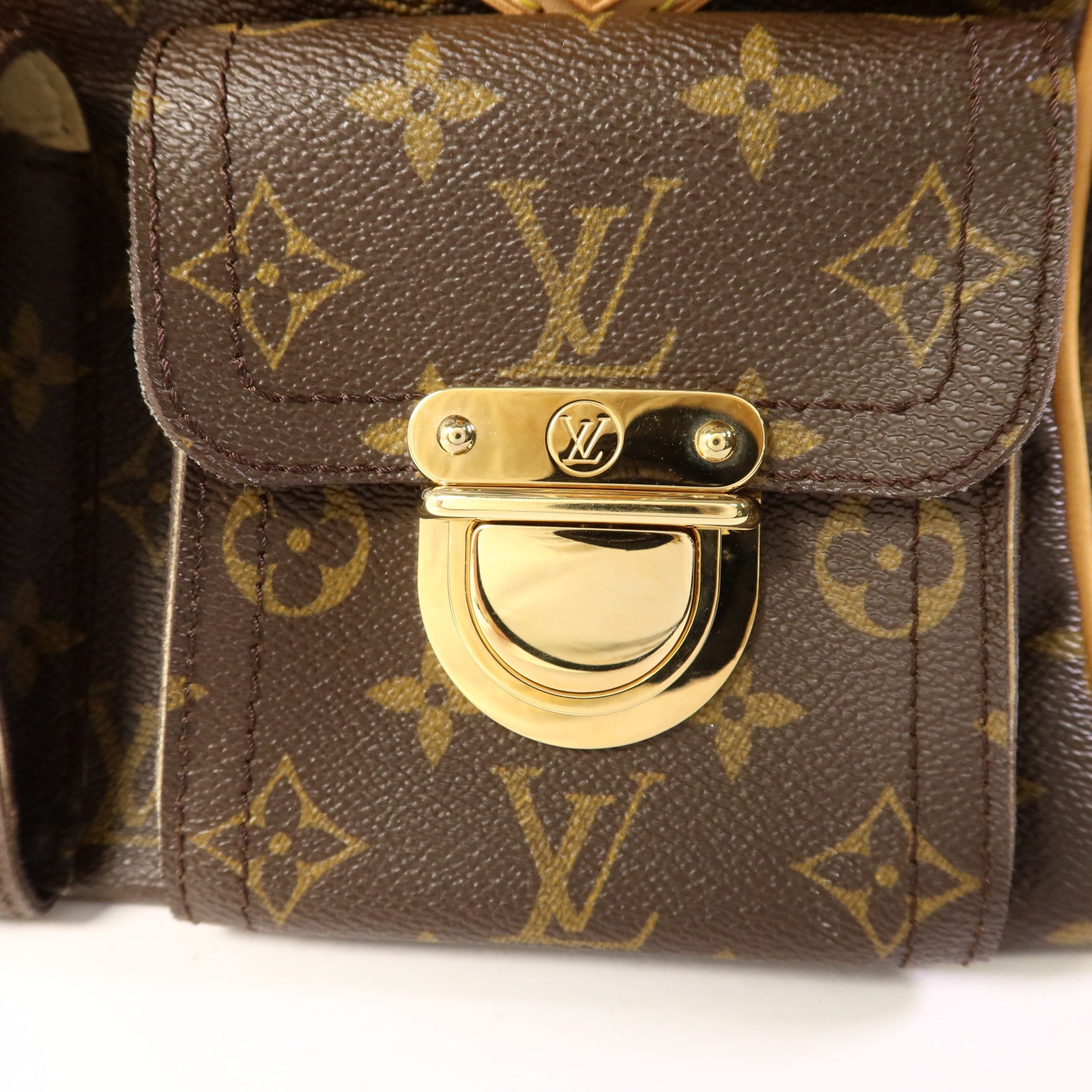 LOUIS VUITTON Monogram Manhattan PM金扣手挽袋棕色