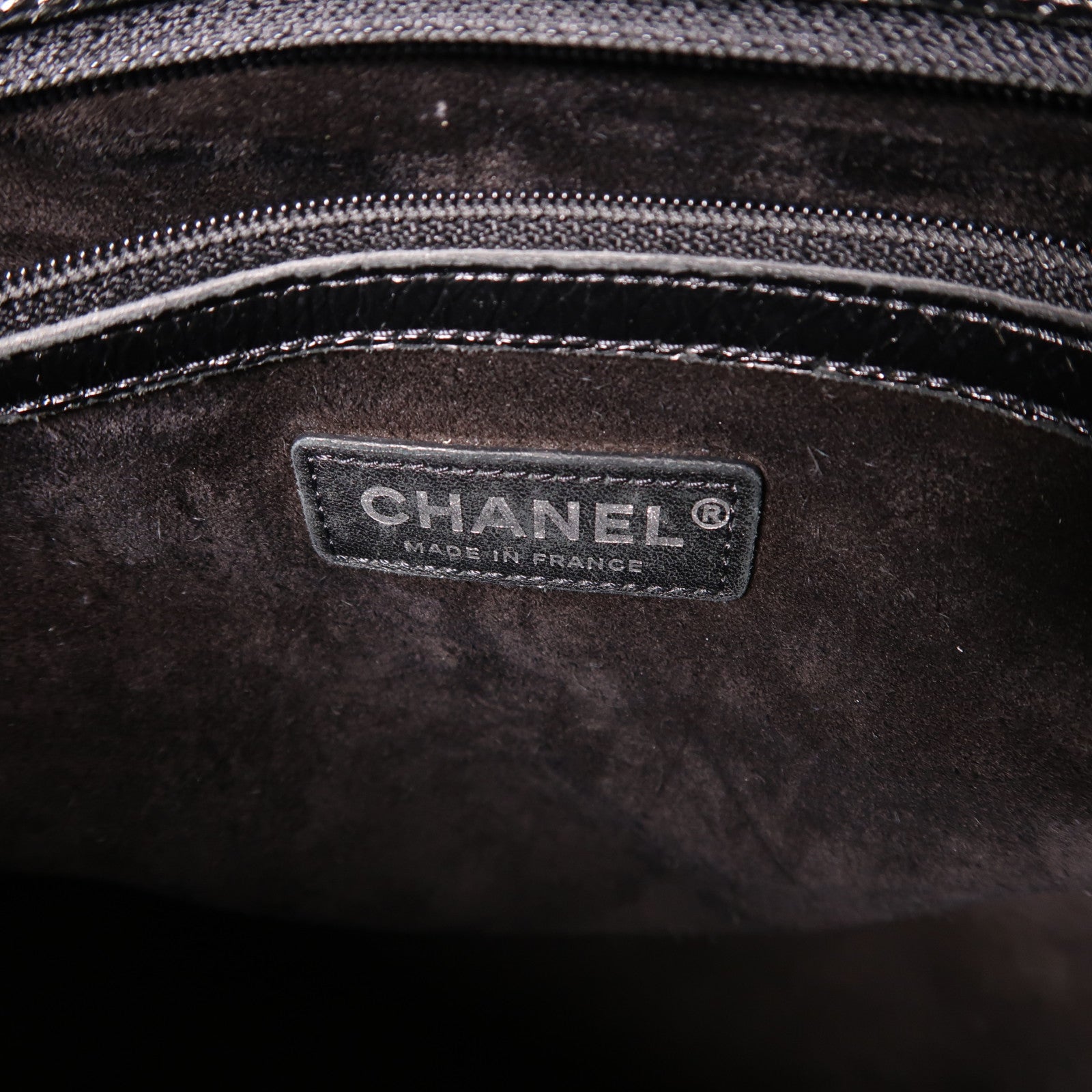 CHANEL CC SHW Droplet Hobo Chain Shoulder Bag Patent Leather Black