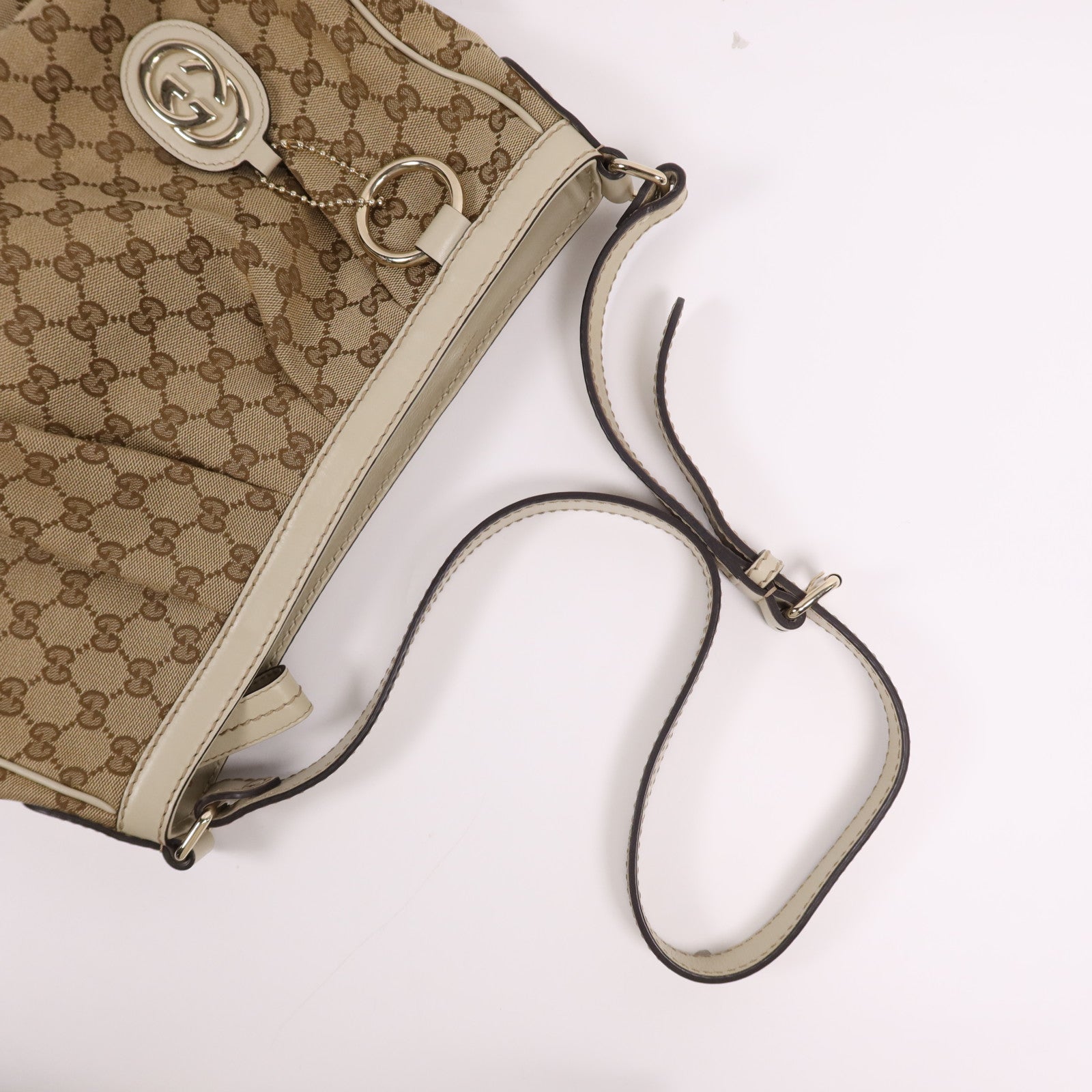 GUCCI 帆布Shoulder Bag金扣肩背袋