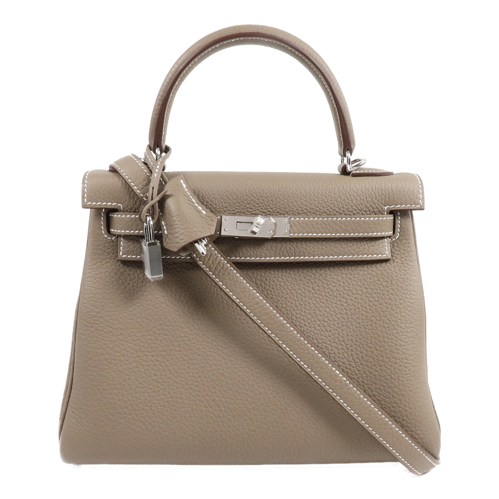 HERMES Togo皮革Kelly 25手挽肩背兩用袋Etoupe