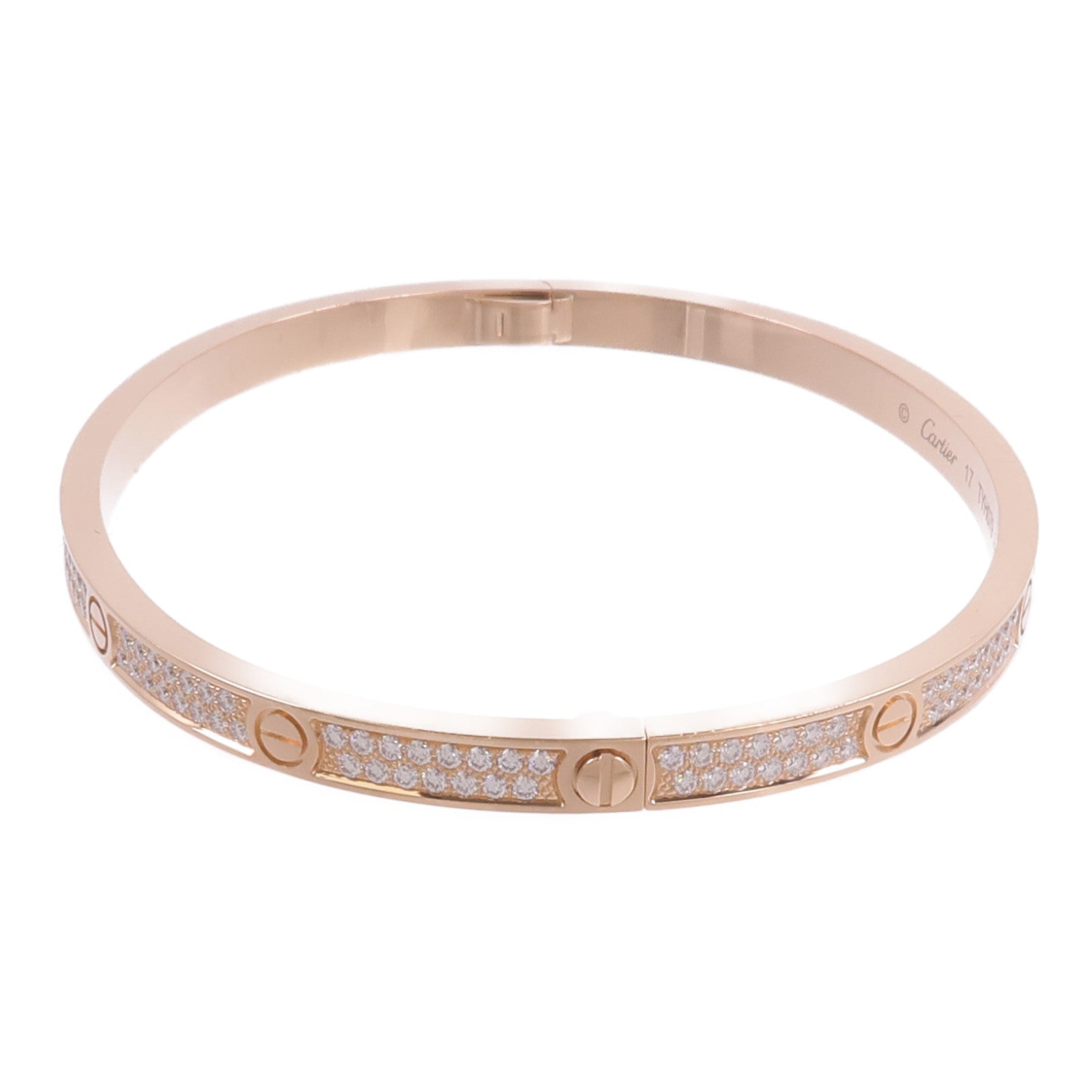 CARTIER 18K玫瑰金Love Bracelet Small Model Paved鑽石手鐲