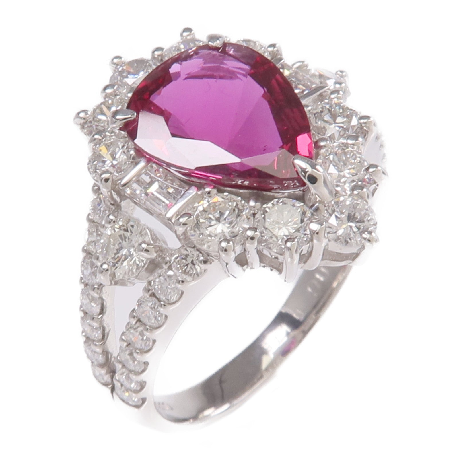 JEWELRY PT900鉑金Ruby Diamond Ring紅寶石/鑽石戒指