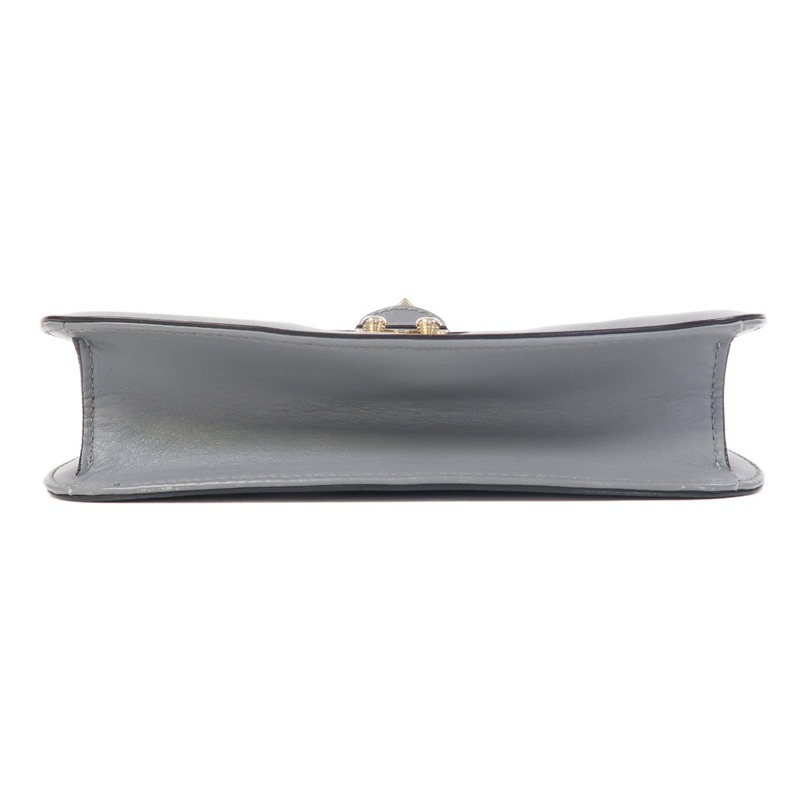 Valentino 牛皮皮革Shoulder Bag金扣鏈帶肩背袋灰色
