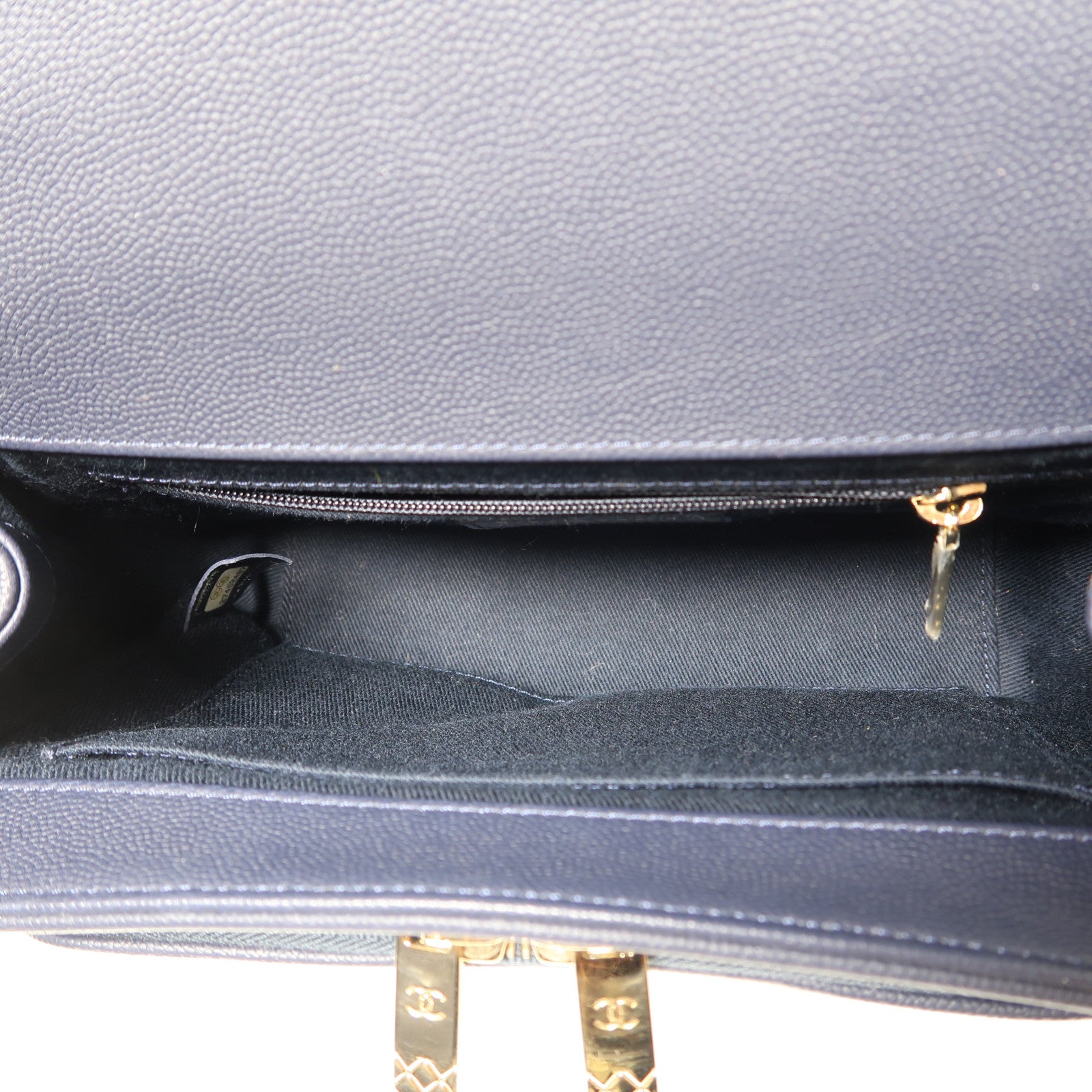 CHANEL 菱格牛皮皮革Shoulder Bag金扣鏈帶肩背袋藍色