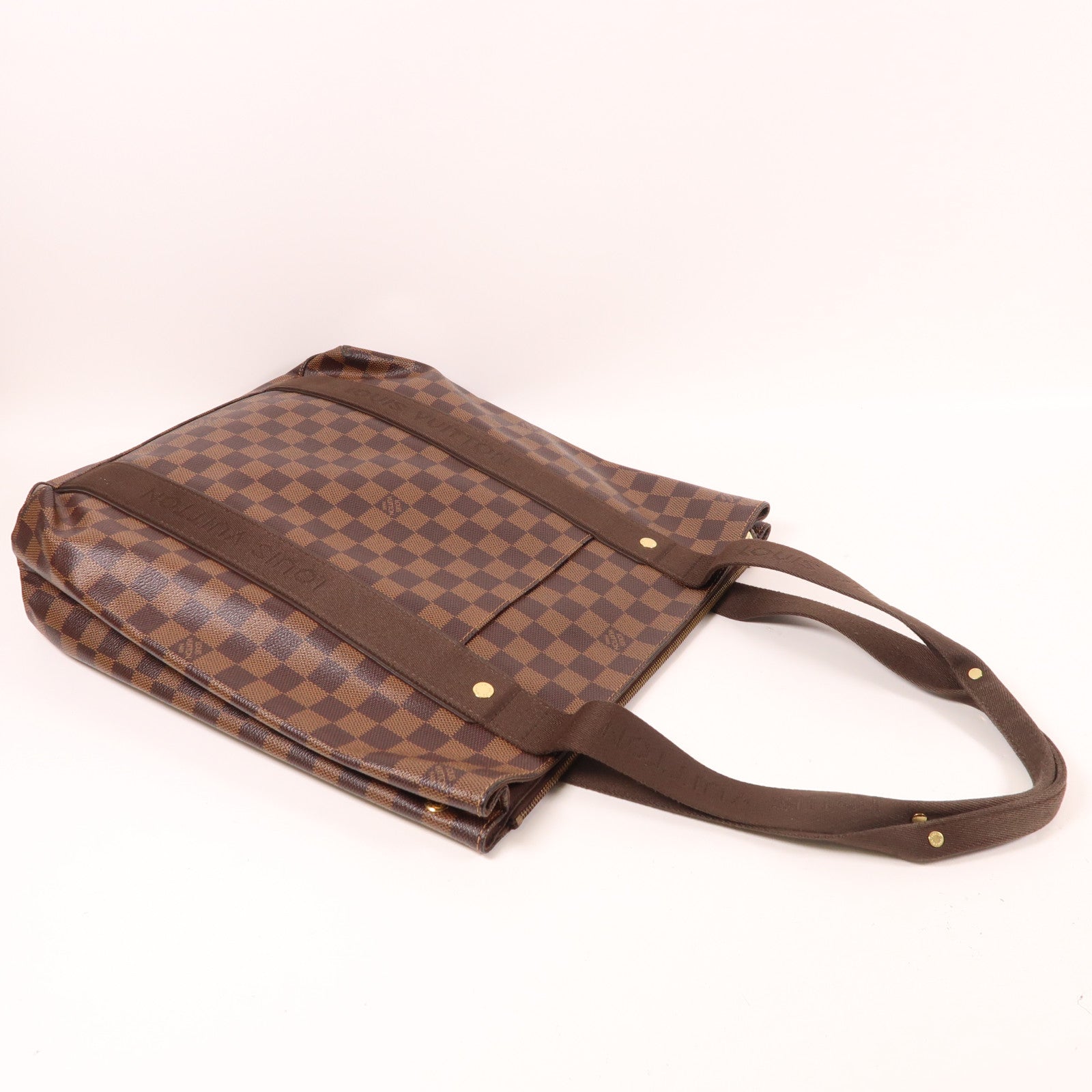 LOUIS VUITTON Damier Ebene Beaubourg金扣肩背袋棕色