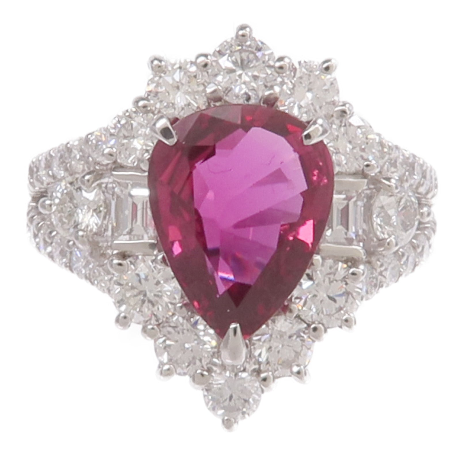 JEWELRY PT900鉑金Ruby Diamond Ring紅寶石/鑽石戒指
