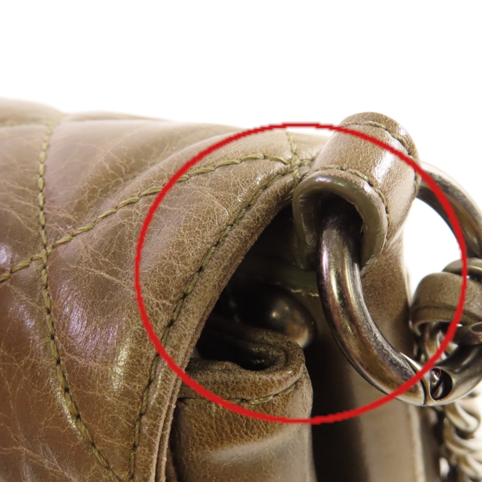 CHANEL 【清倉大減價】菱格牛皮皮革Chain Shoulder Bag銀扣鏈帶肩背袋啡色
