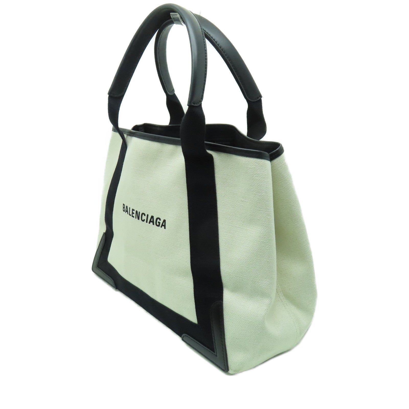 BALENCIAGA 【激減優惠】帆布Tote Bag銀扣手挽袋白色/黑色