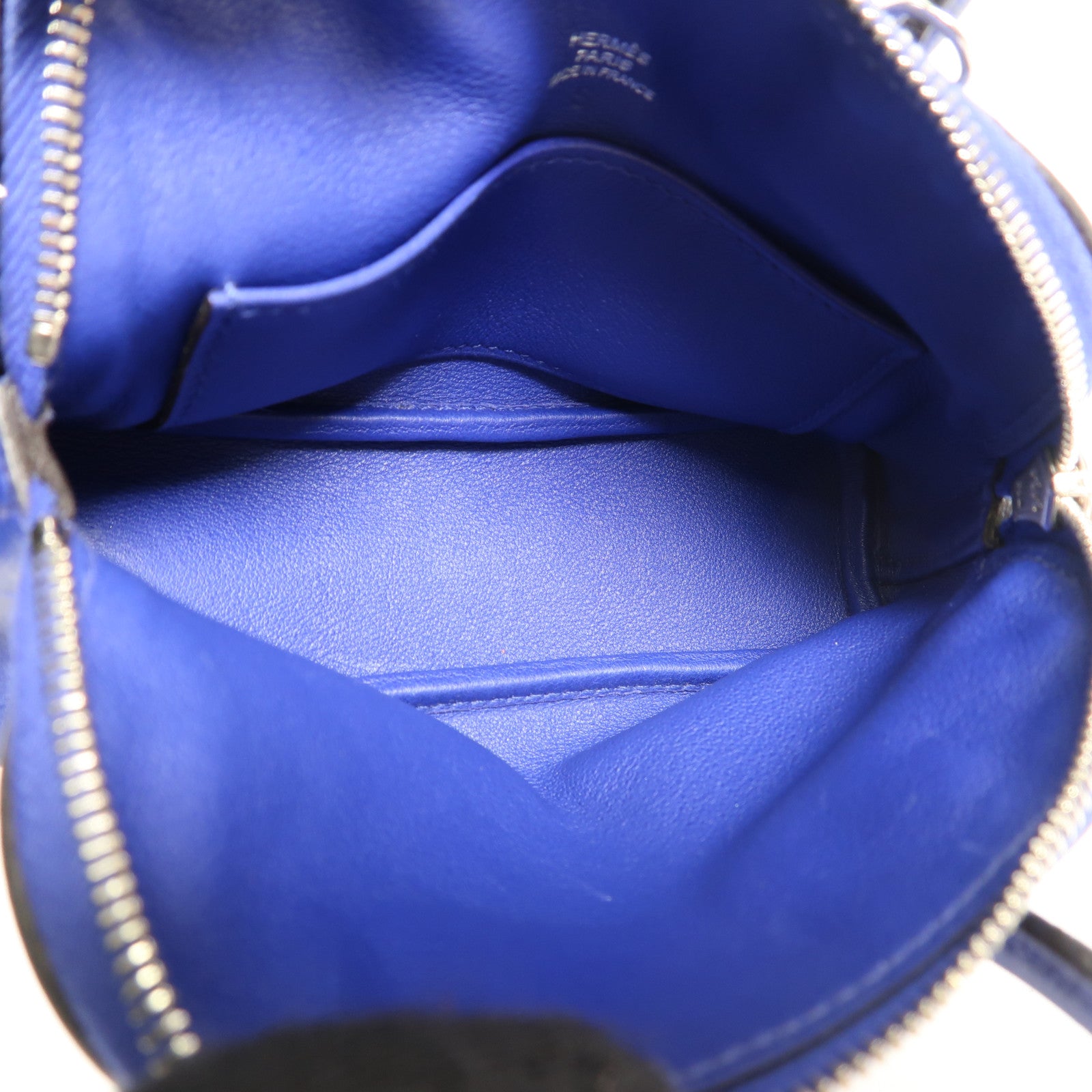 HERMES Swift皮革Mini Bolide銀扣手挽肩背兩用袋Blue Electric