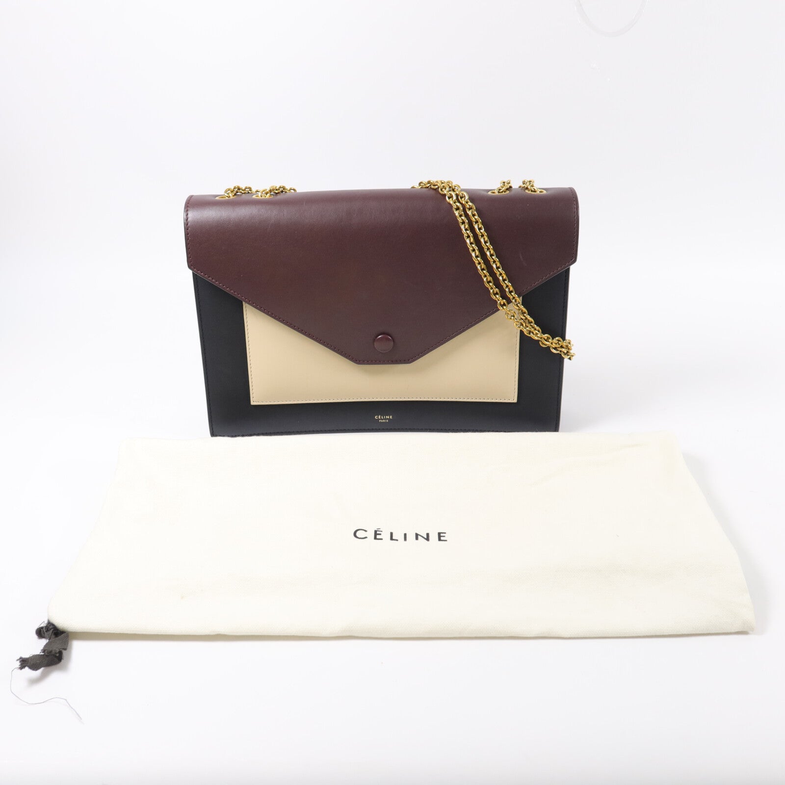 CELINE 牛皮皮革Pocket Envelope WOC鏈帶肩背袋