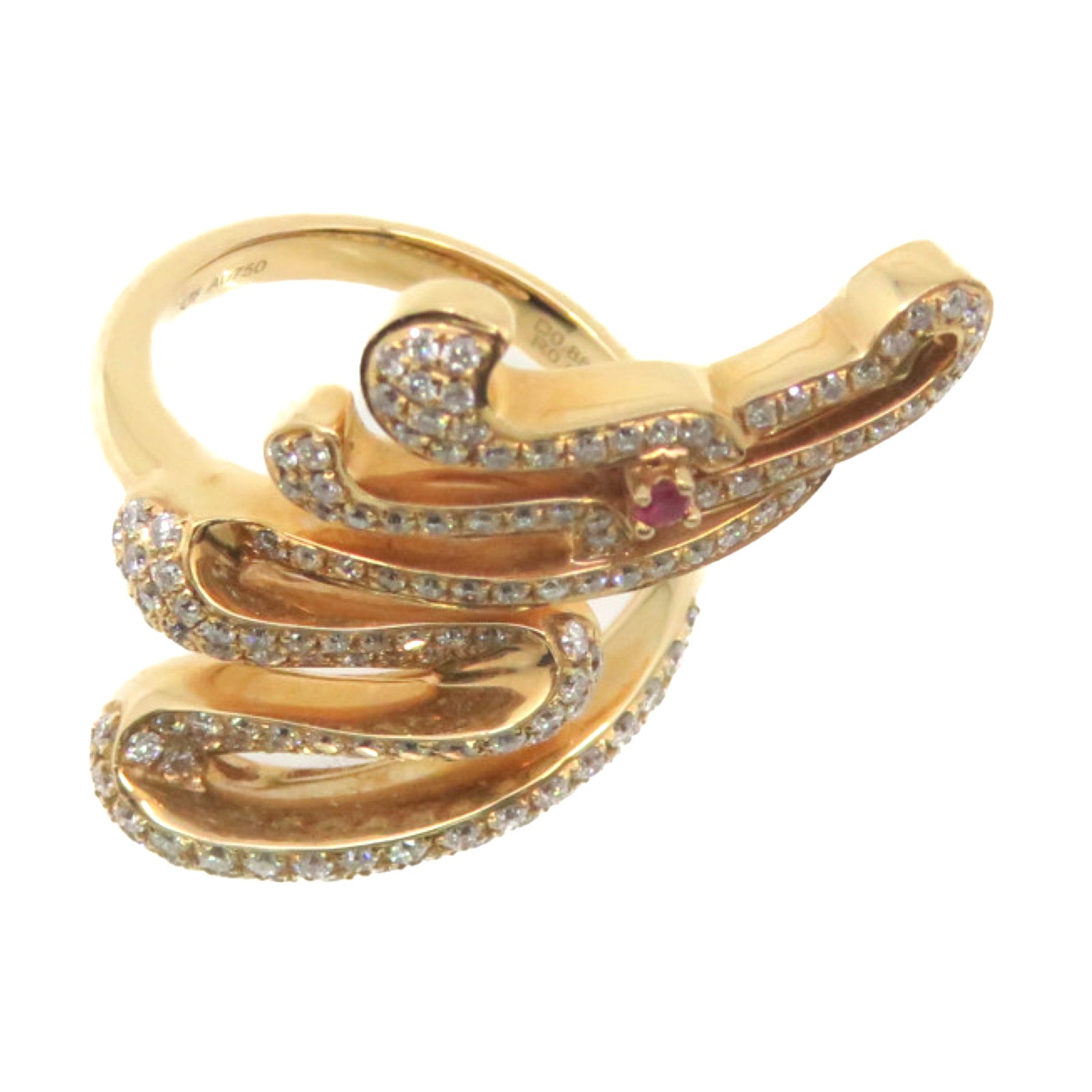 JEWELRY 【激減優惠】18K玫瑰金/0.884ct鑽石/0.02ct紅寶石Diamond Ring戒指US#5.75