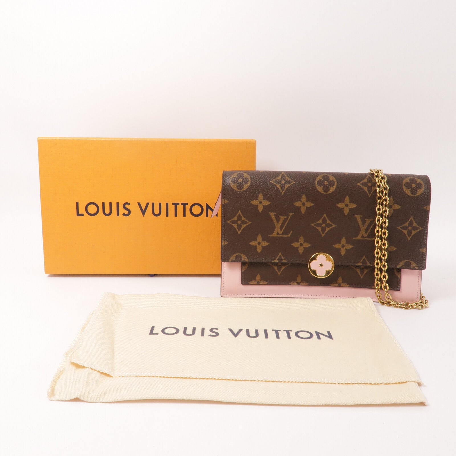 LOUIS VUITTON Monogram Flore Chain Wallet鏈帶肩背袋