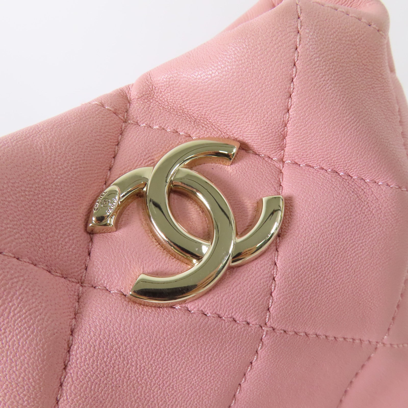 CHANEL 牛皮皮革Chain Drawstring Bucket金扣手挽肩背兩用袋