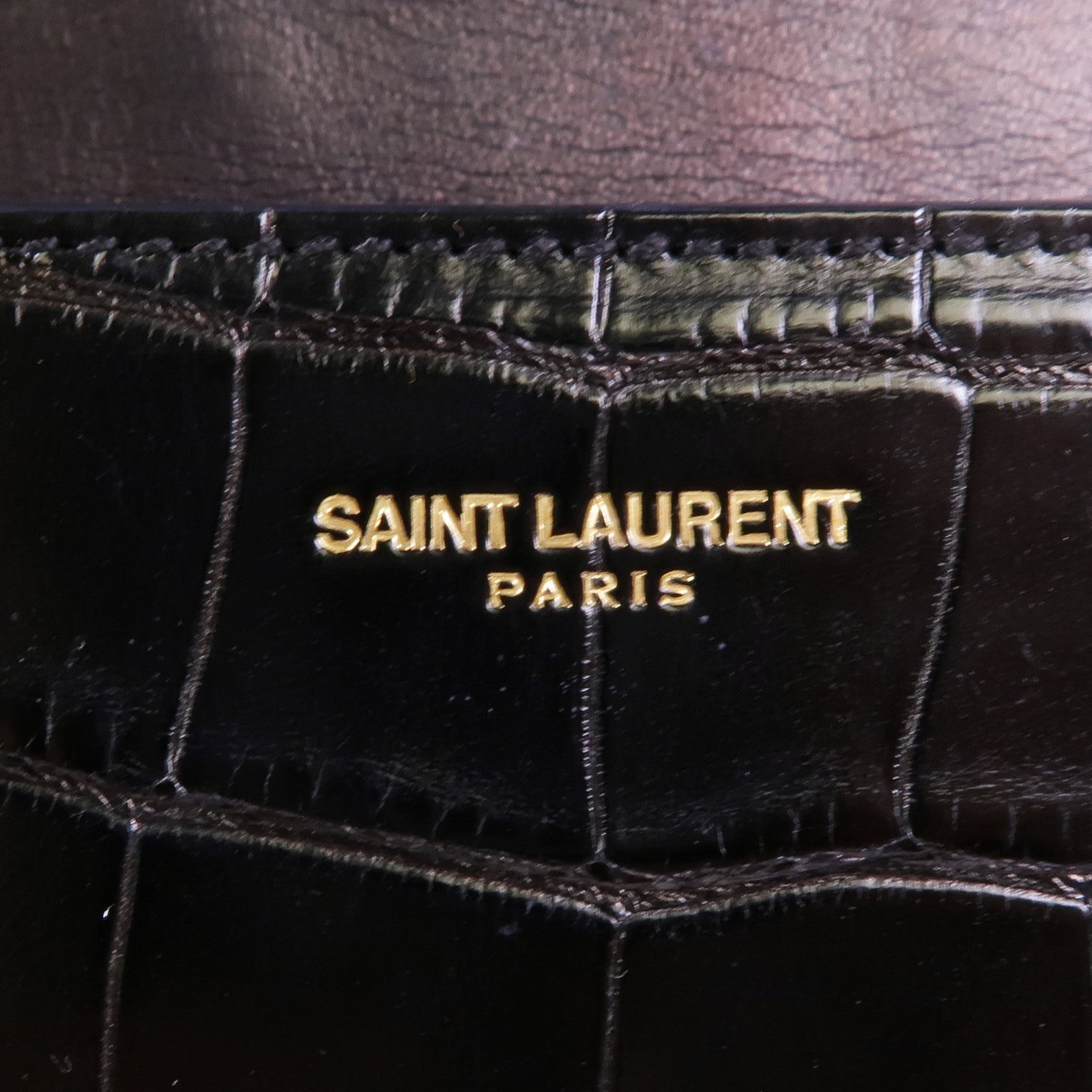 SAINT LAURENT 鱷魚皮革Classic Universite金扣肩背袋