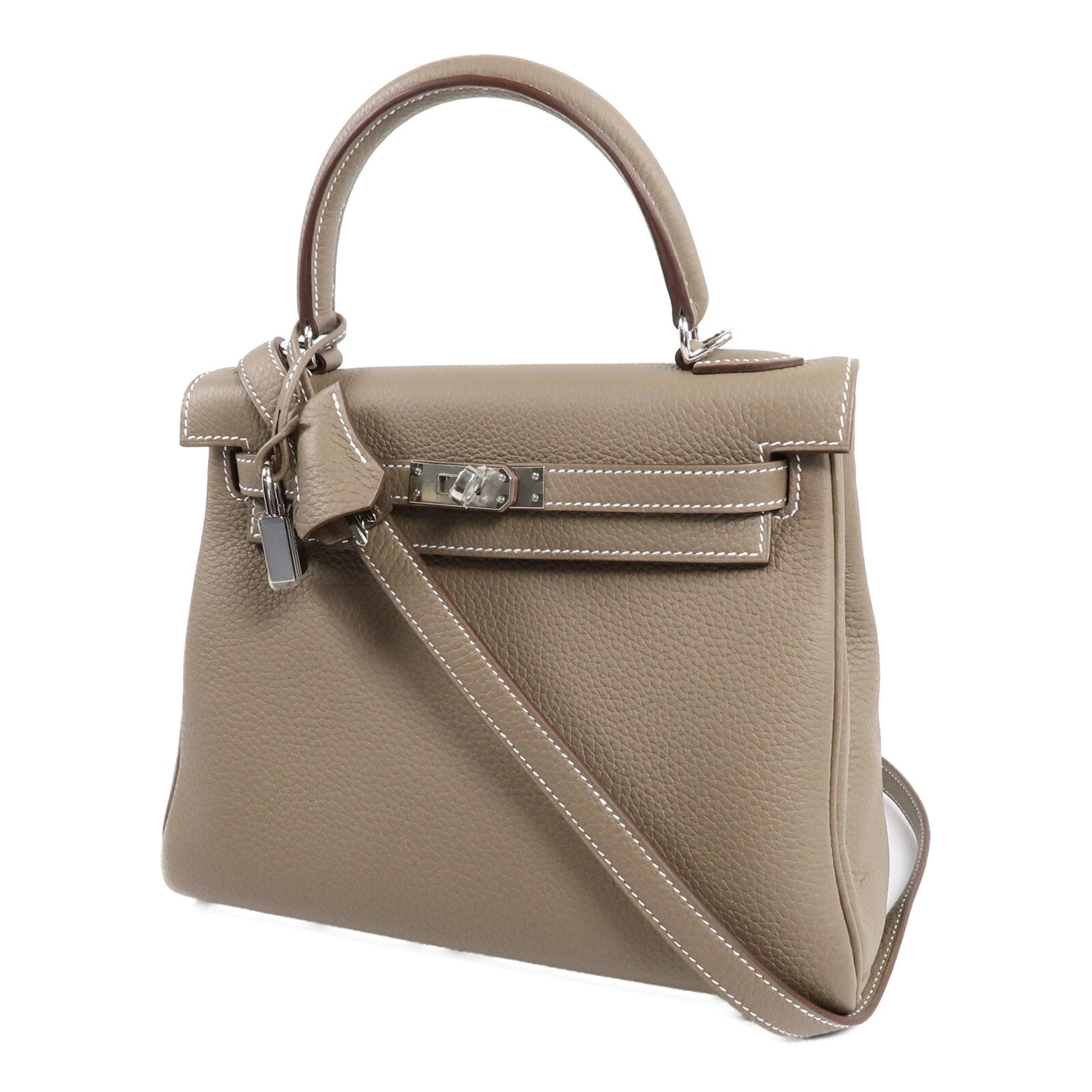 HERMES Togo皮革Kelly 25手挽肩背兩用袋Etoupe