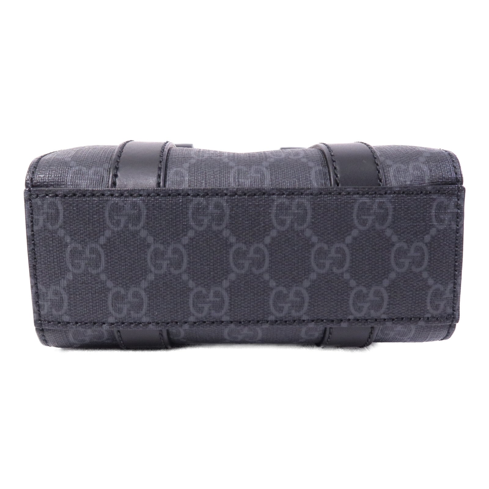 GUCCI 塗層帆布GG Supreme Mini銀扣手挽肩背兩用袋