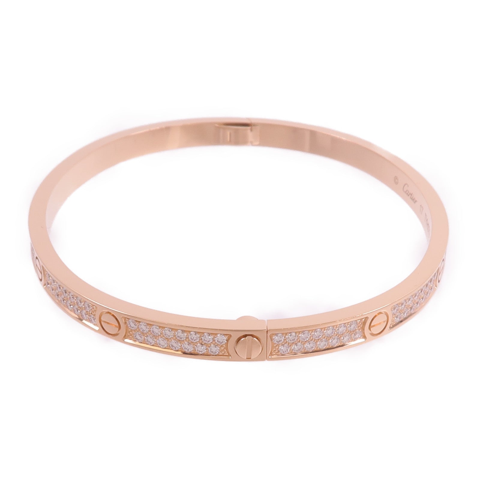 CARTIER 18K玫瑰金Love Bracelet Small Model Paved鑽石手鐲