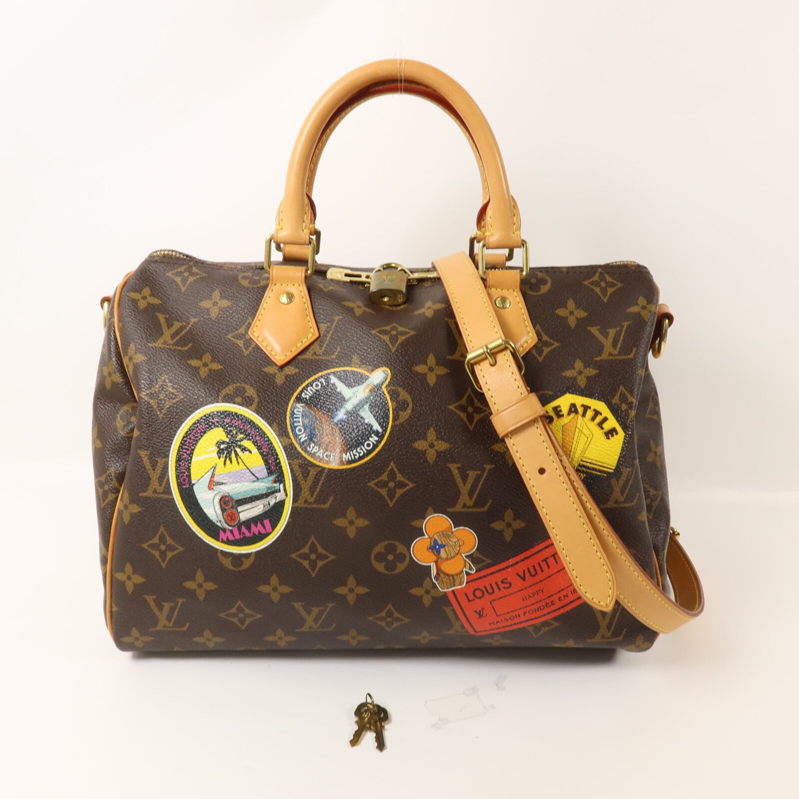 LOUIS VUITTON Monogram World Tour Speedy Bandouliere 30手挽肩背兩用袋