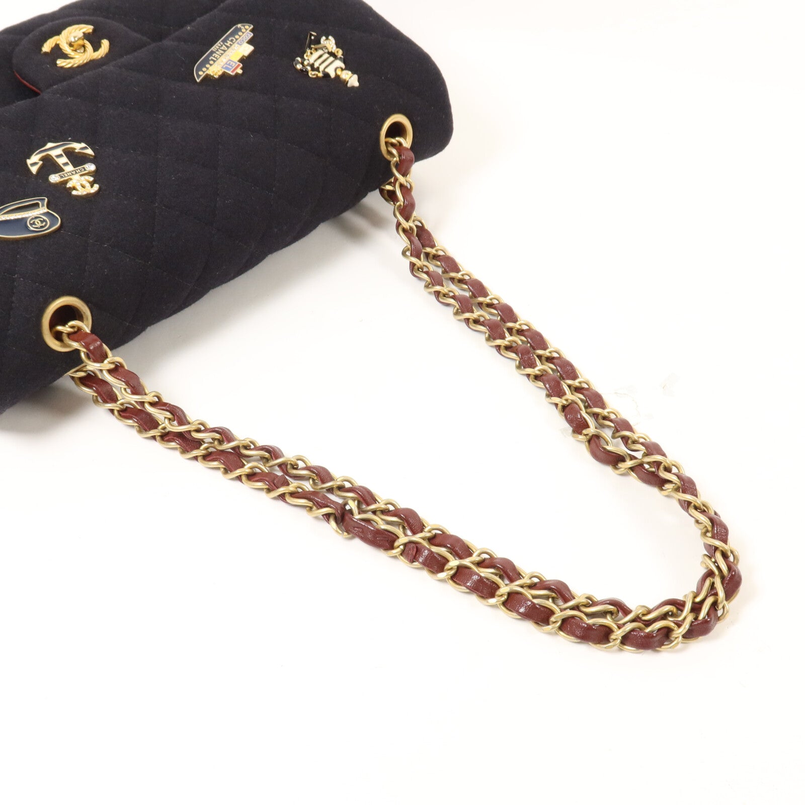 CHANEL 牛皮皮革/羊毛Paris-Hamburg Classic 25 鏈帶肩背袋