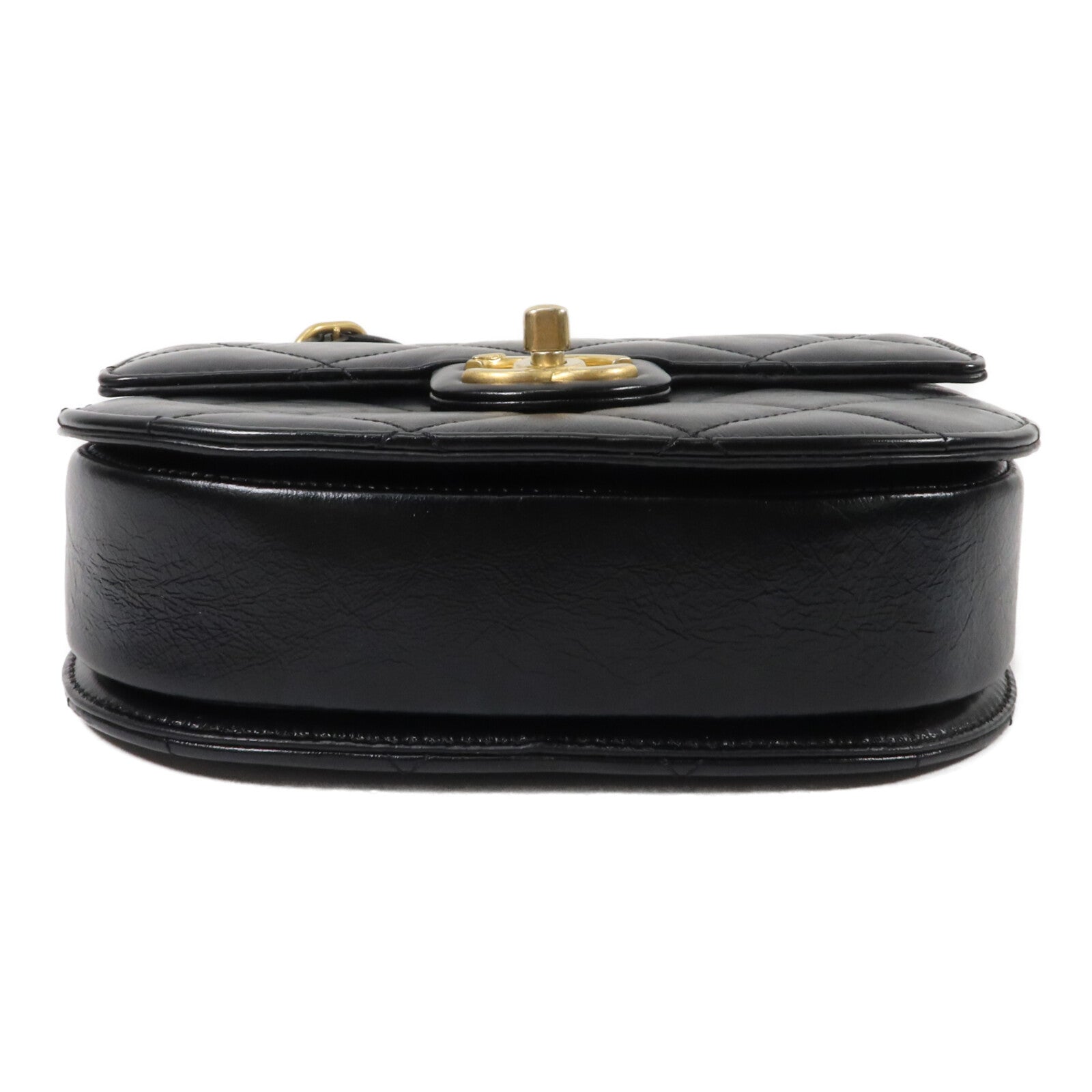 CHANEL 牛皮皮革CC Round Noon Messenger Bag鏈帶肩背袋