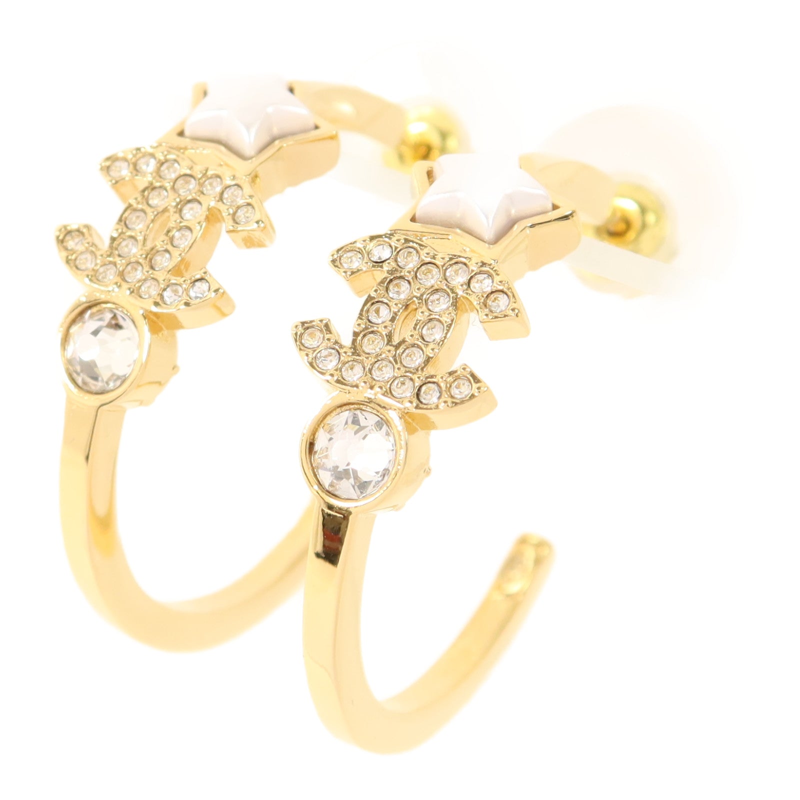 CHANEL 金屬/水晶Pierced Earring耳環