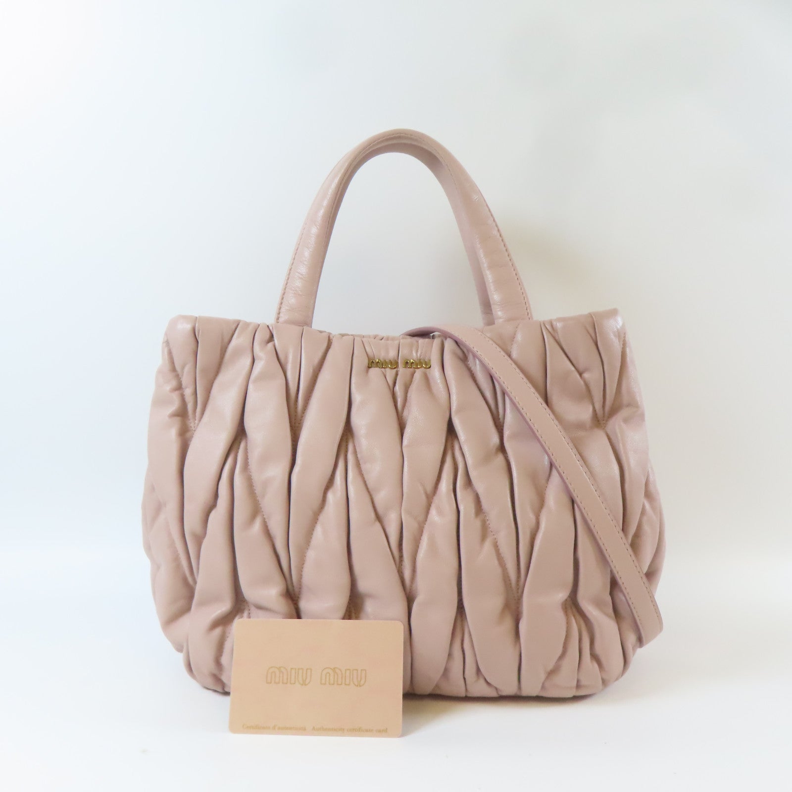 Miu Miu 皮革2 Way Shoulder金扣手挽肩背兩用袋粉紅色
