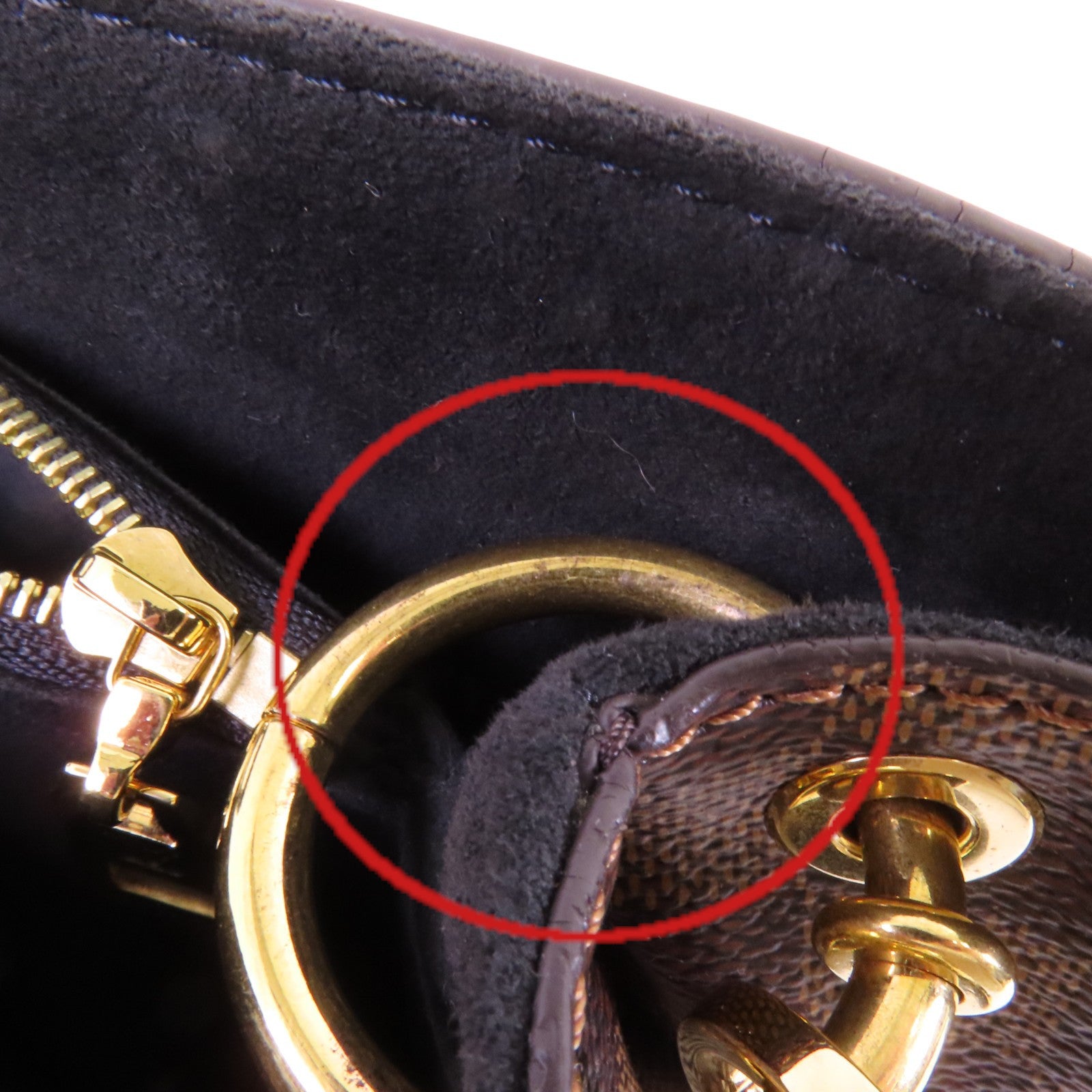 LOUIS VUITTON Damier Ebene Riverside金扣手挽肩背兩用袋