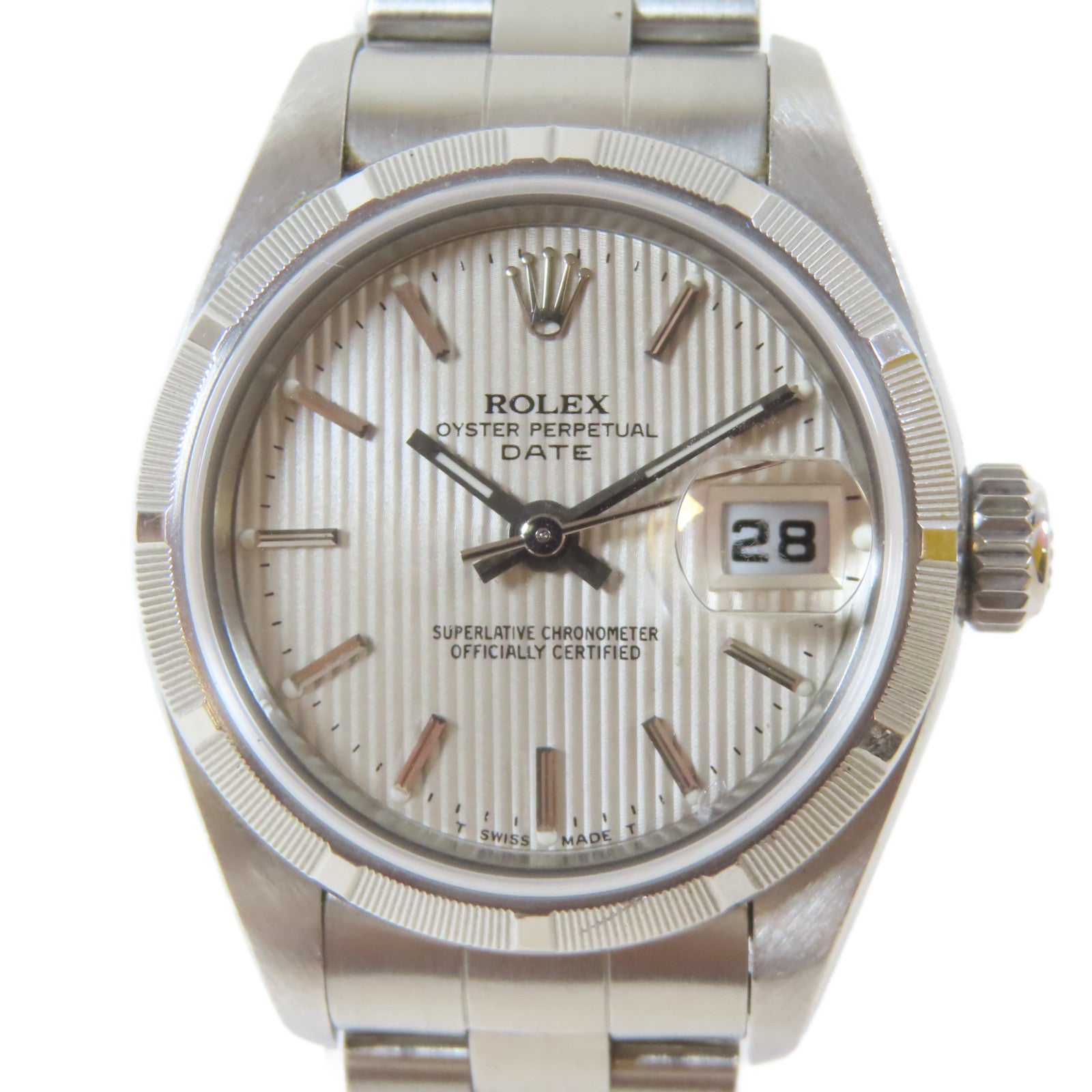 ROLEX Date不鏽鋼手錶自動機芯銀色