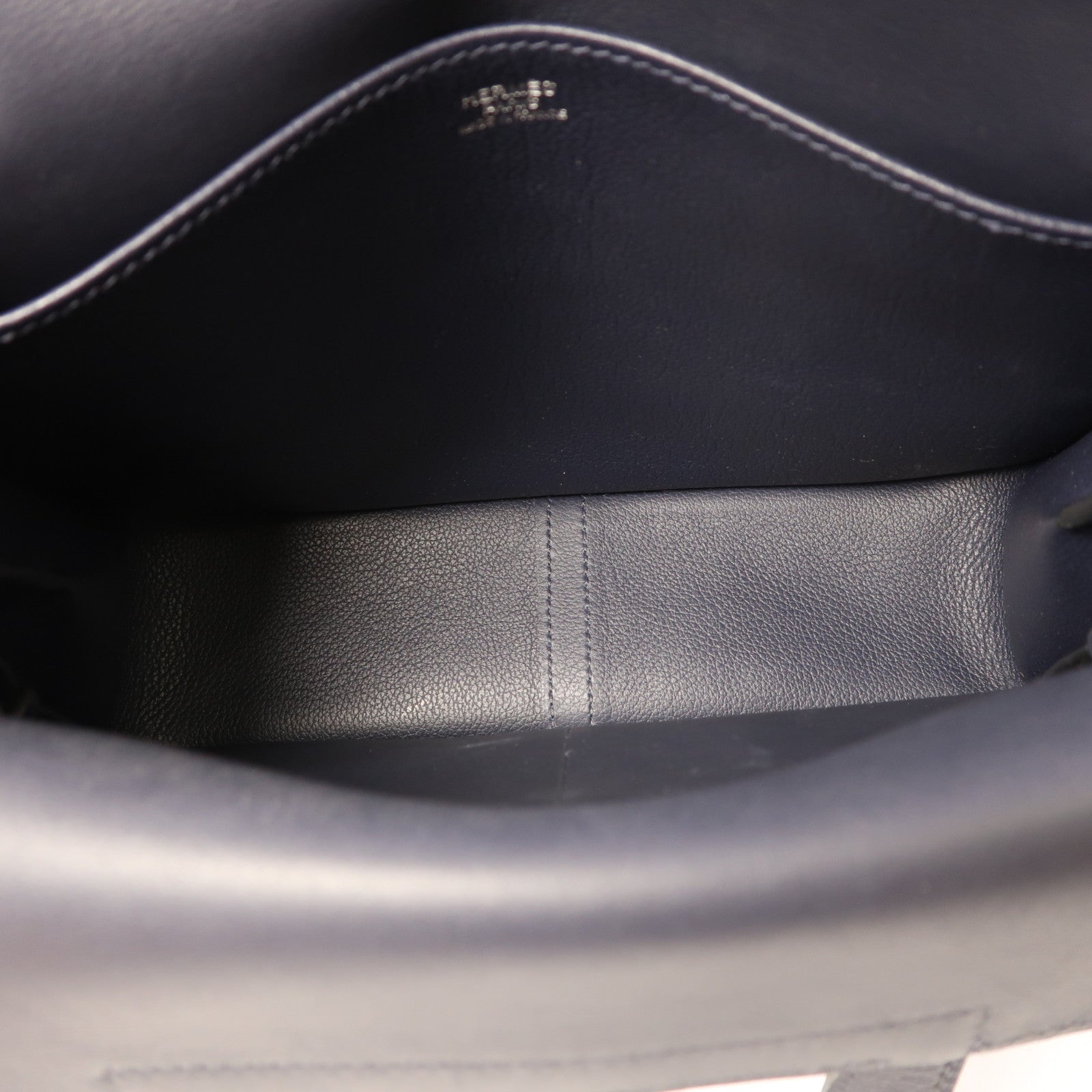 HERMES Evercolor皮革Halzan 25銀扣手挽肩背兩用袋Bleu Nuit