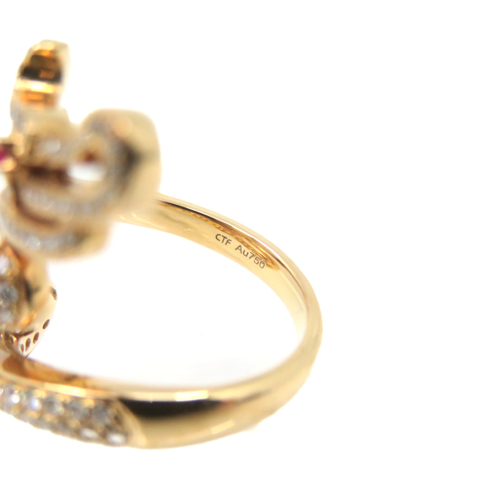 JEWELRY 【激減優惠】18K玫瑰金/0.884ct鑽石/0.02ct紅寶石Diamond Ring戒指US#5.75